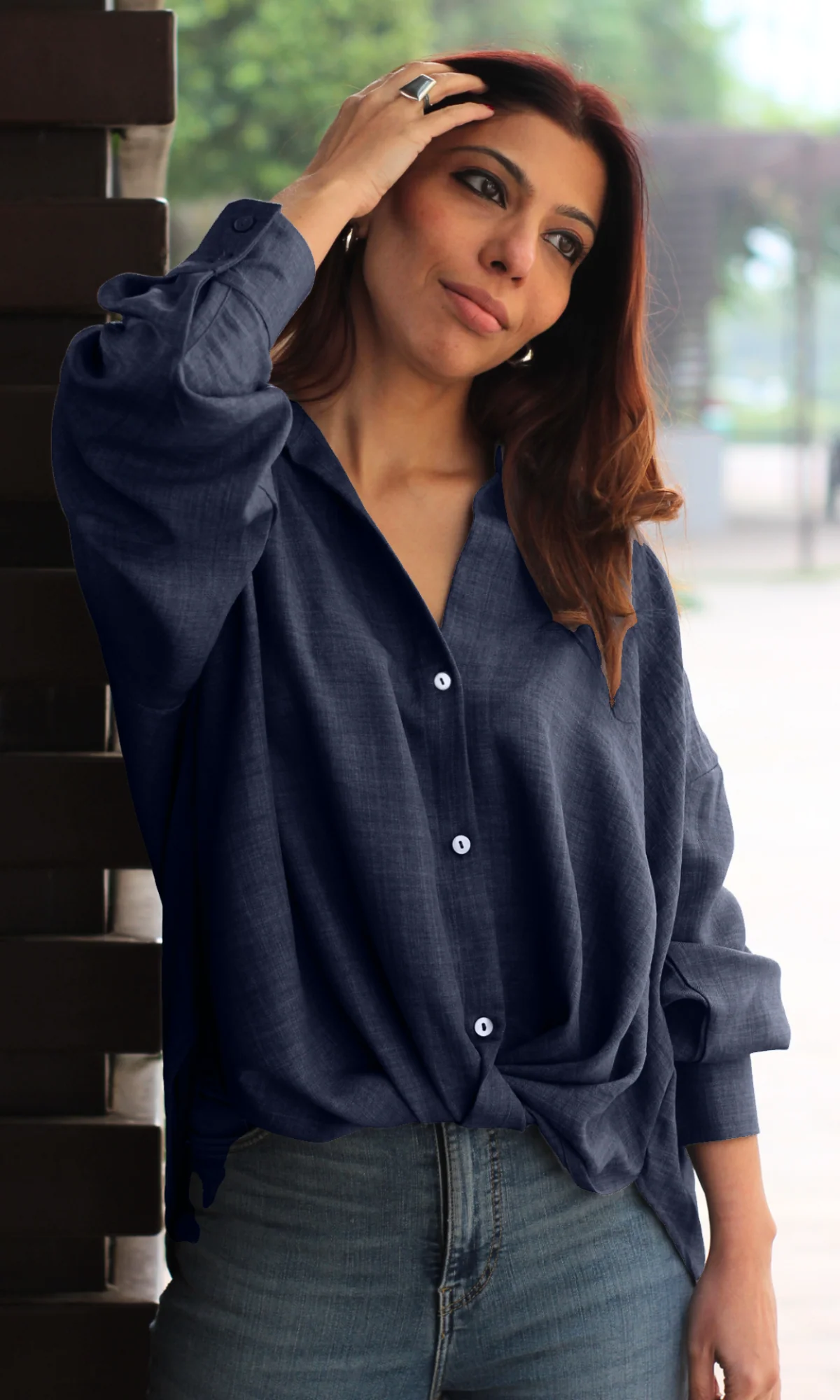 Indigo Knot Detail Shirt - Image 3