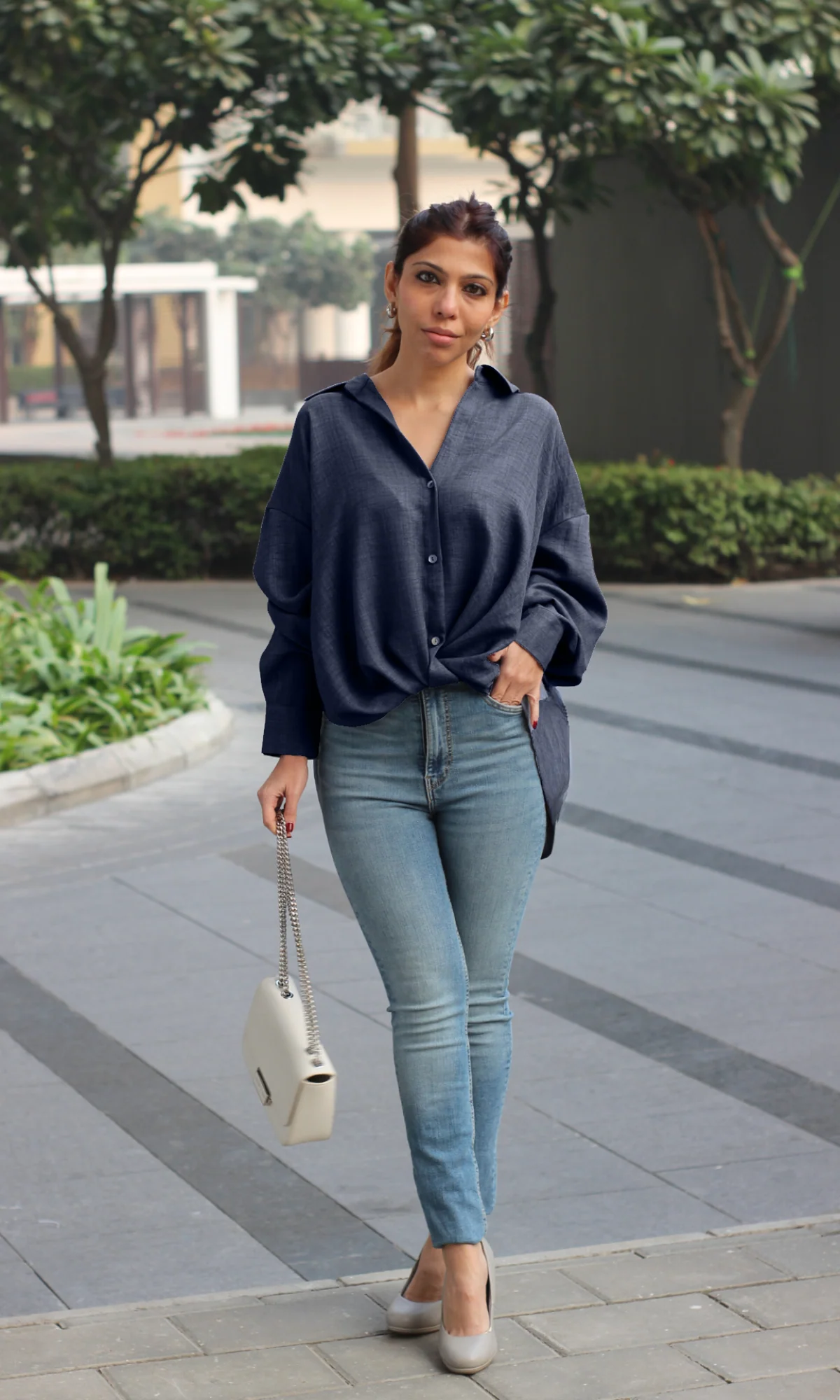 Indigo Knot Detail Shirt - Image 4