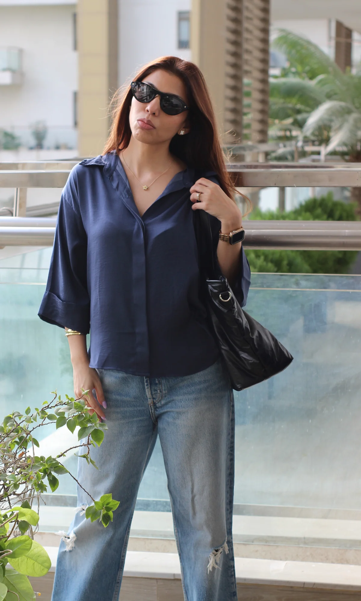 Indigo Sheen Oversized Shirt - Image 3