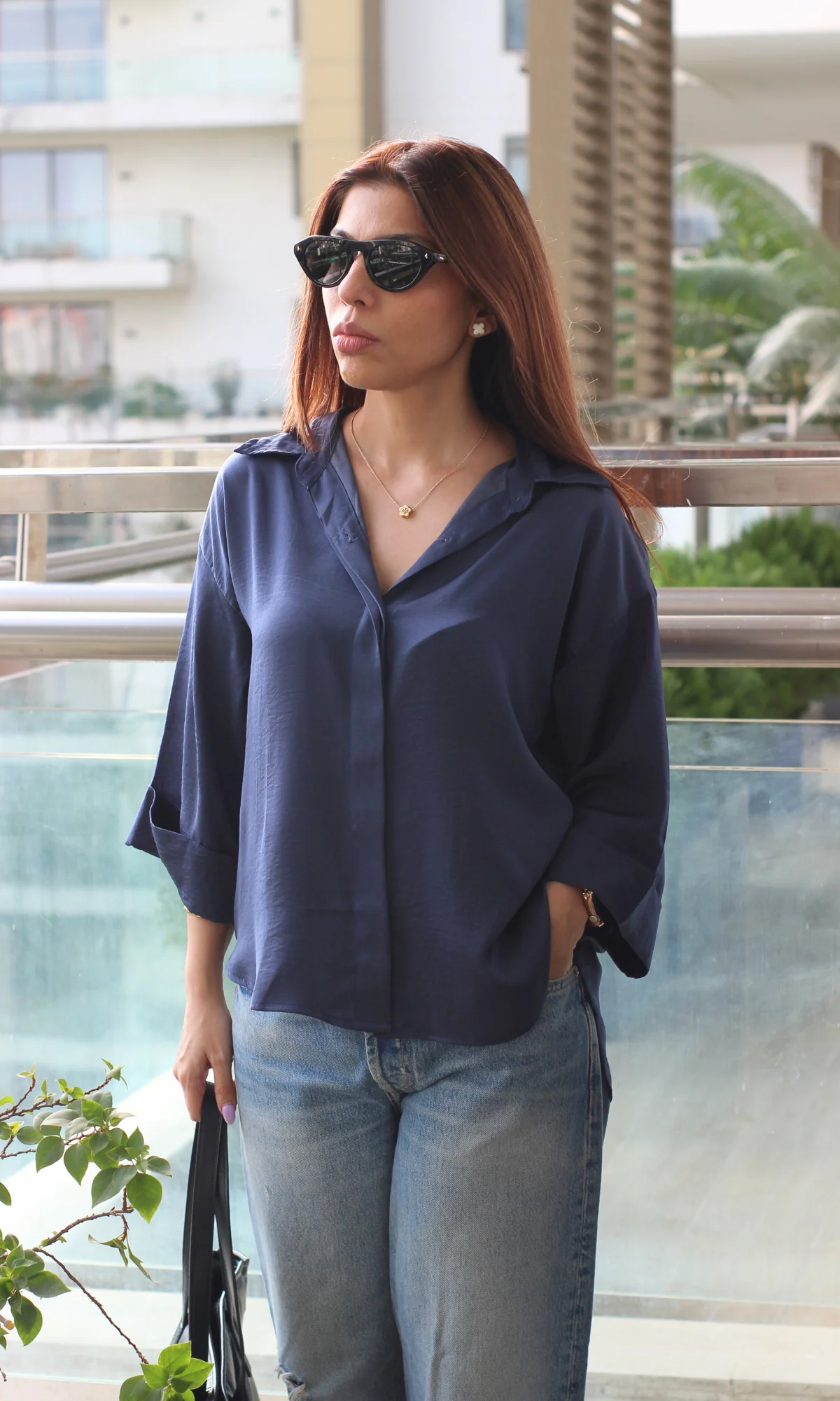 Indigo Sheen Oversized Shirt - Image 6