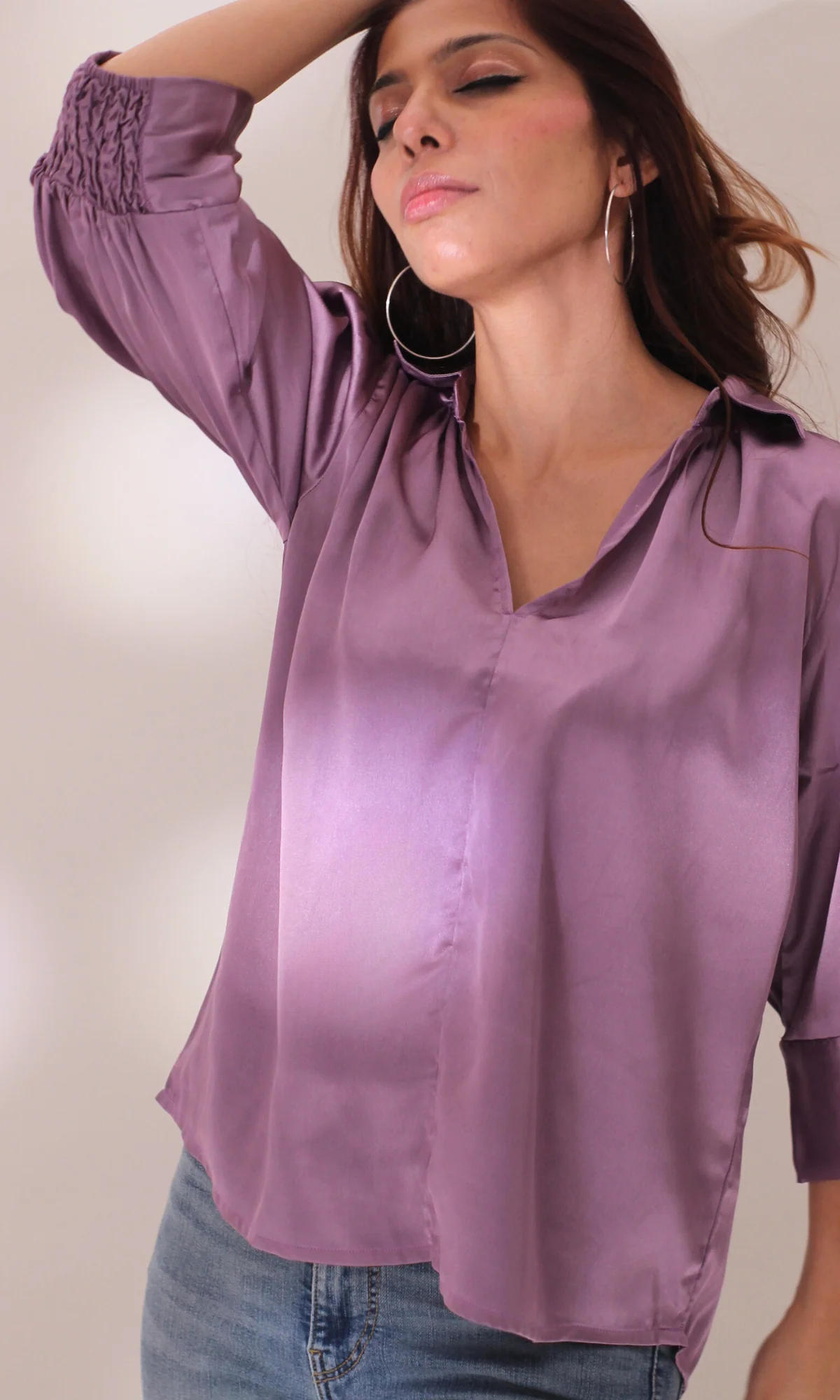 Iris Satin Collared Top - Image 4