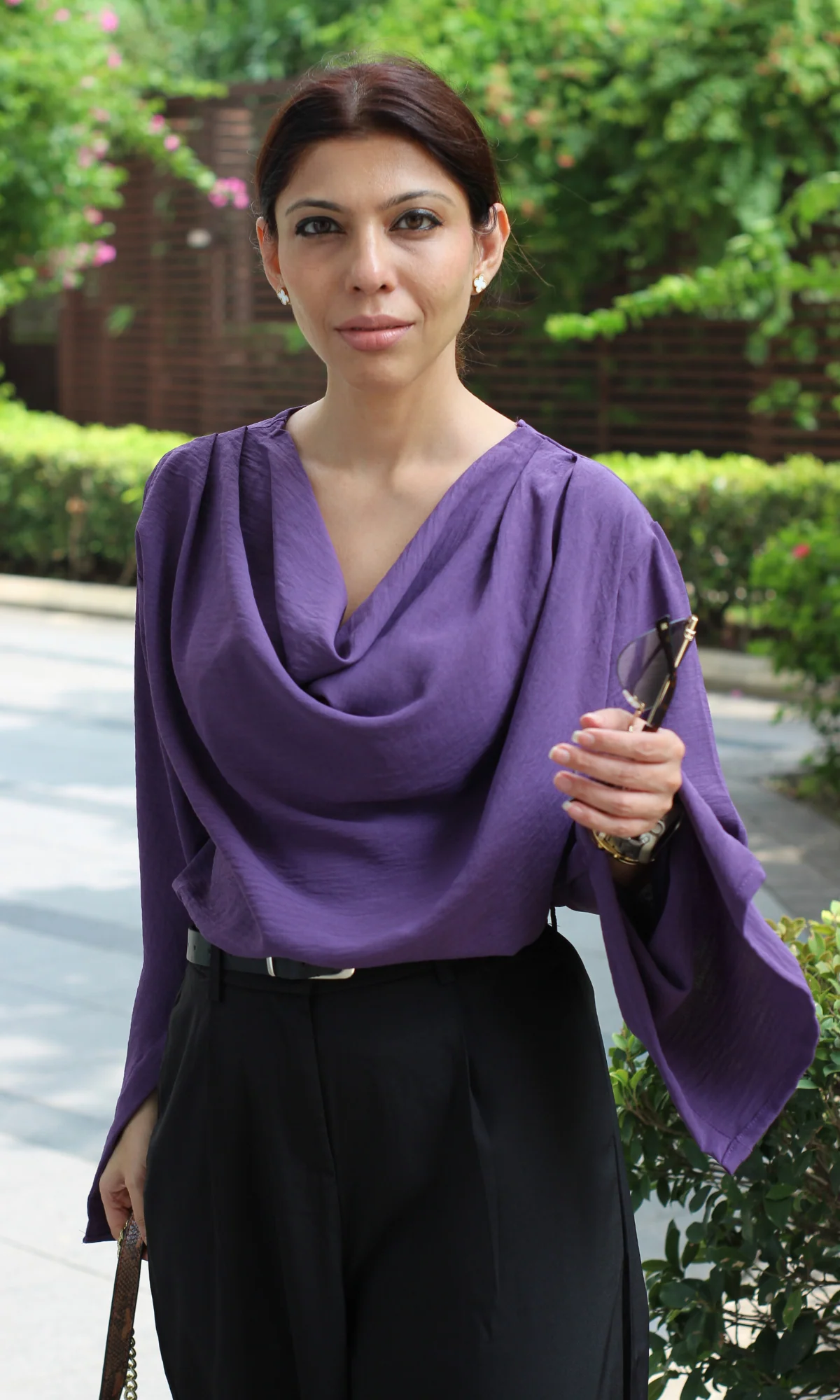 Iris Slit Sleeves Cowl Neck Top - Image 2