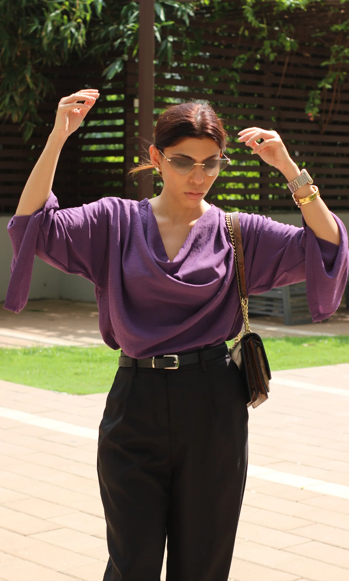 Iris Slit Sleeves Cowl Neck Top - Image 3
