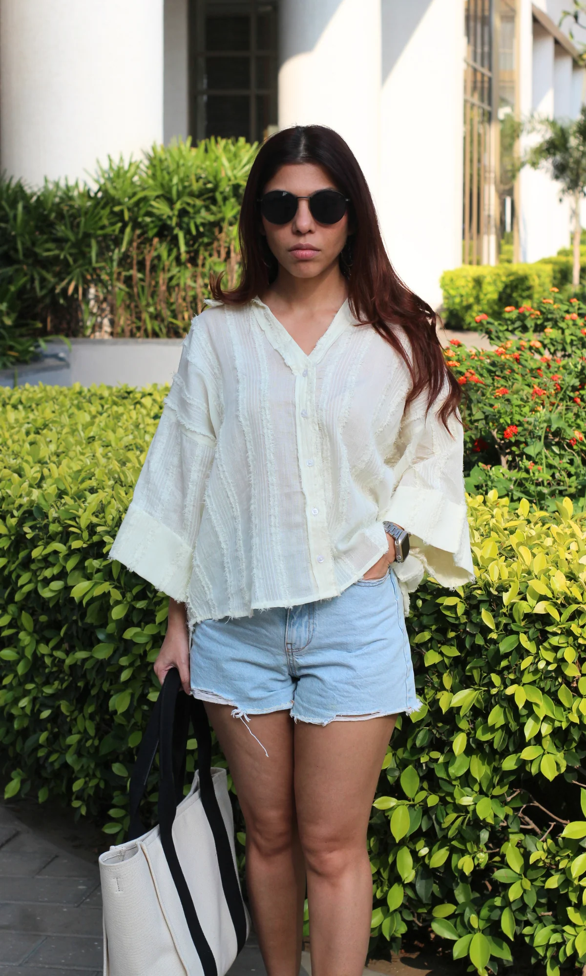 Ivory Stripe Texture Shirt - Image 4
