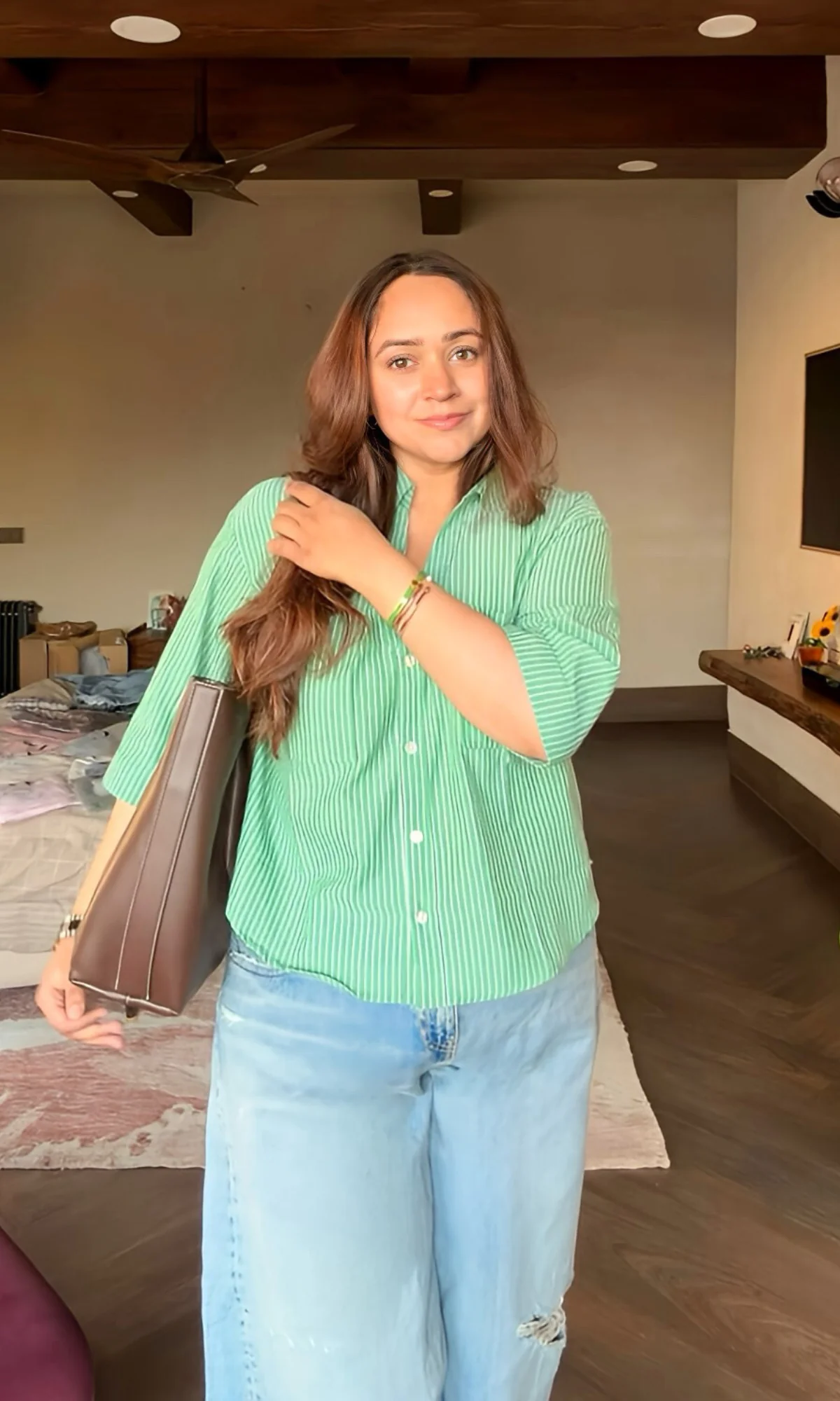 Kelly Striped Cotton Cropped Shirt - Image 3