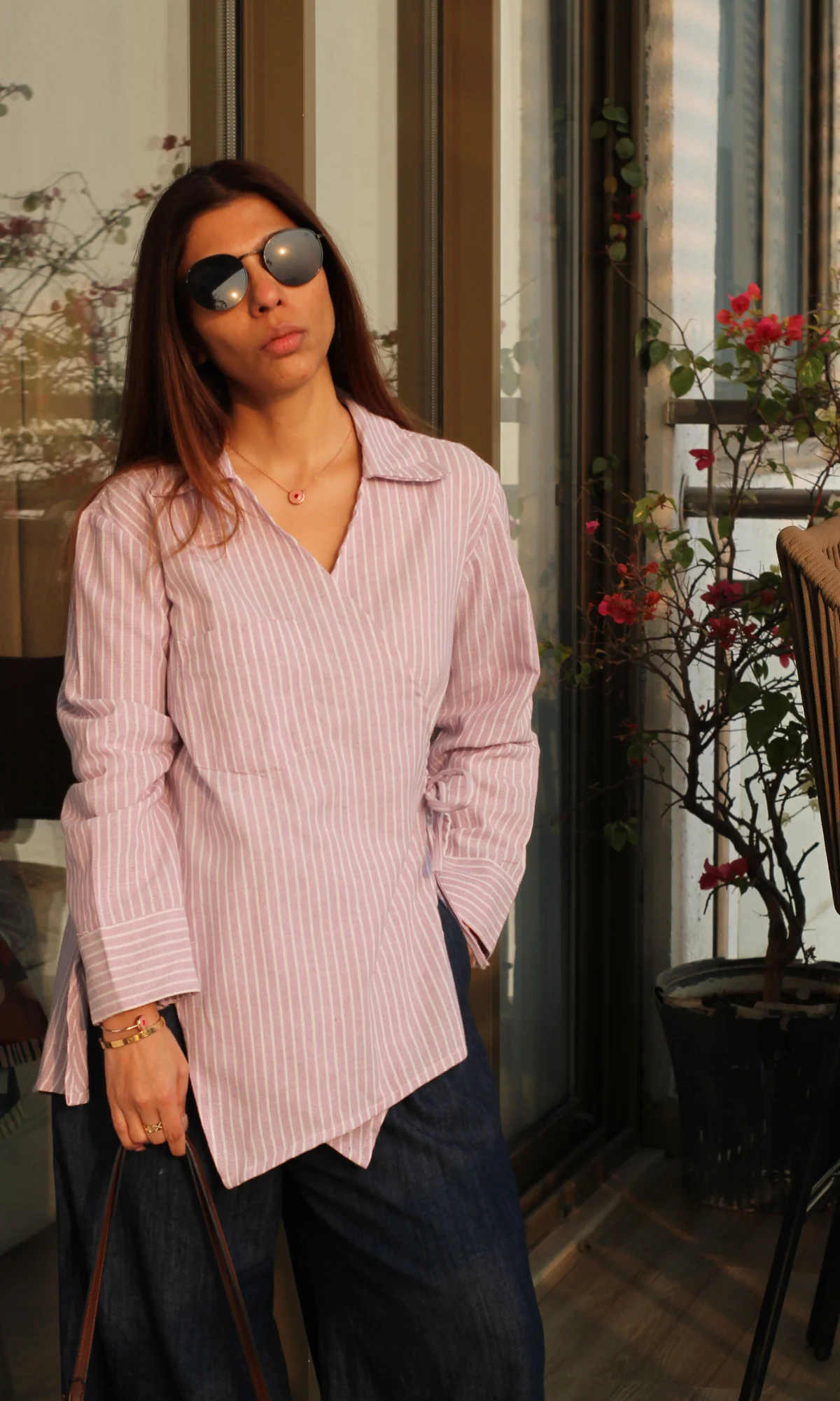 Lavender Parallel Cuts Detail Kimono Top - Image 3