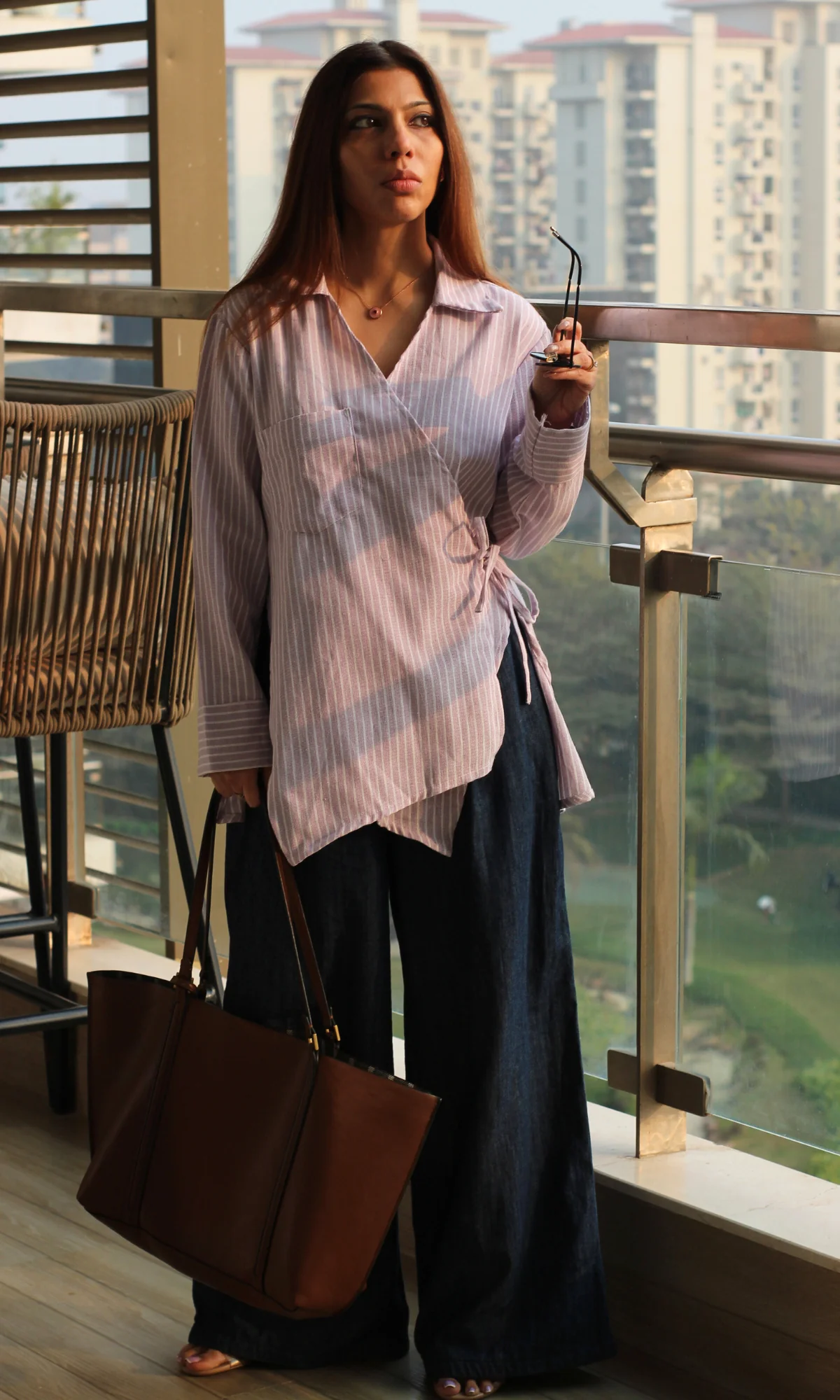 Lavender Parallel Cuts Detail Kimono Top - Image 4