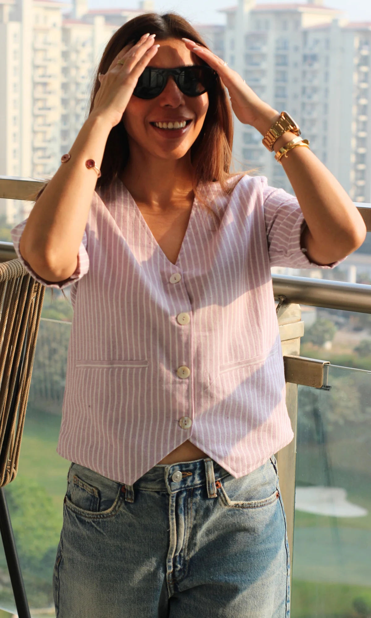 Lavender Parallel Sleeved Waist Coat - Image 2