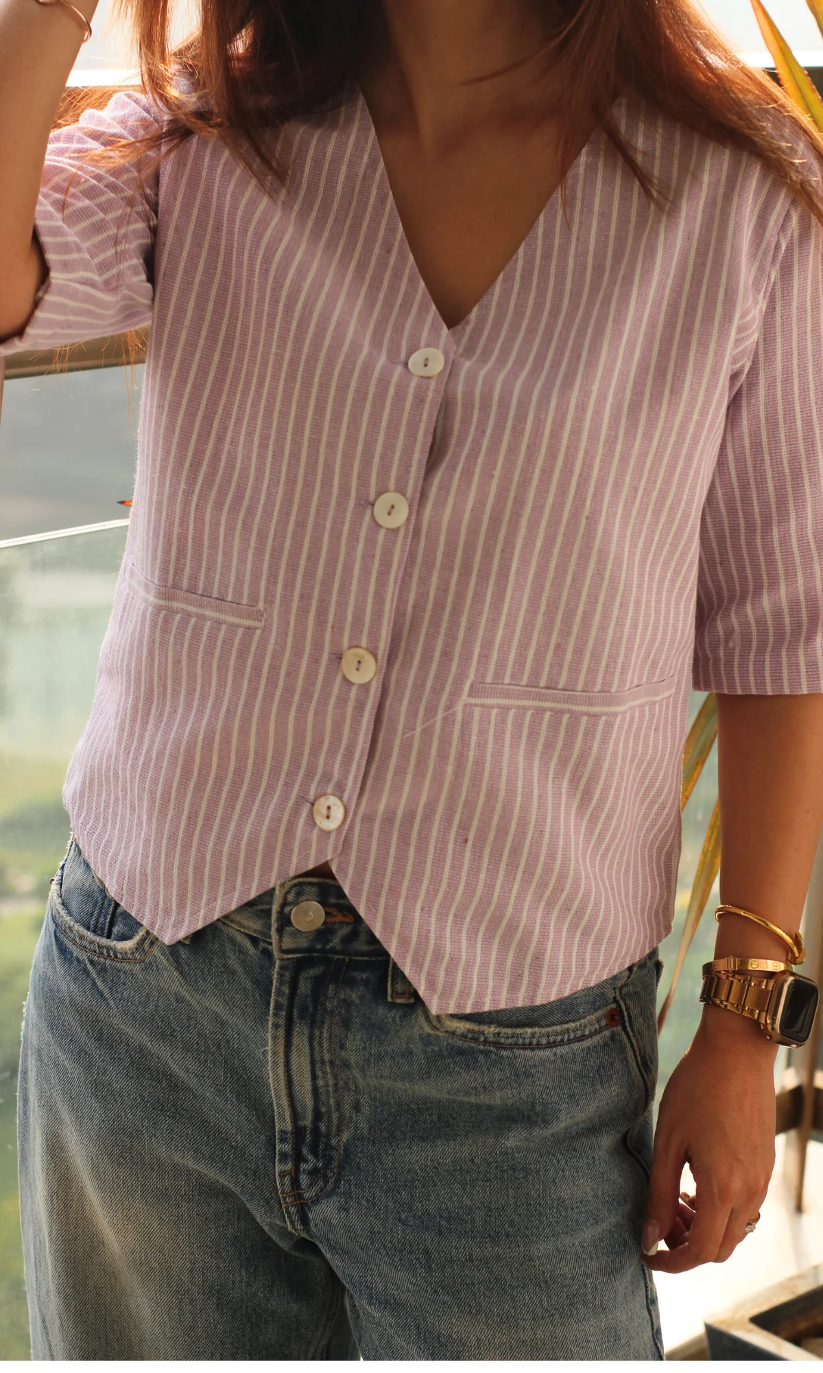Lavender Parallel Sleeved Waist Coat - Image 3