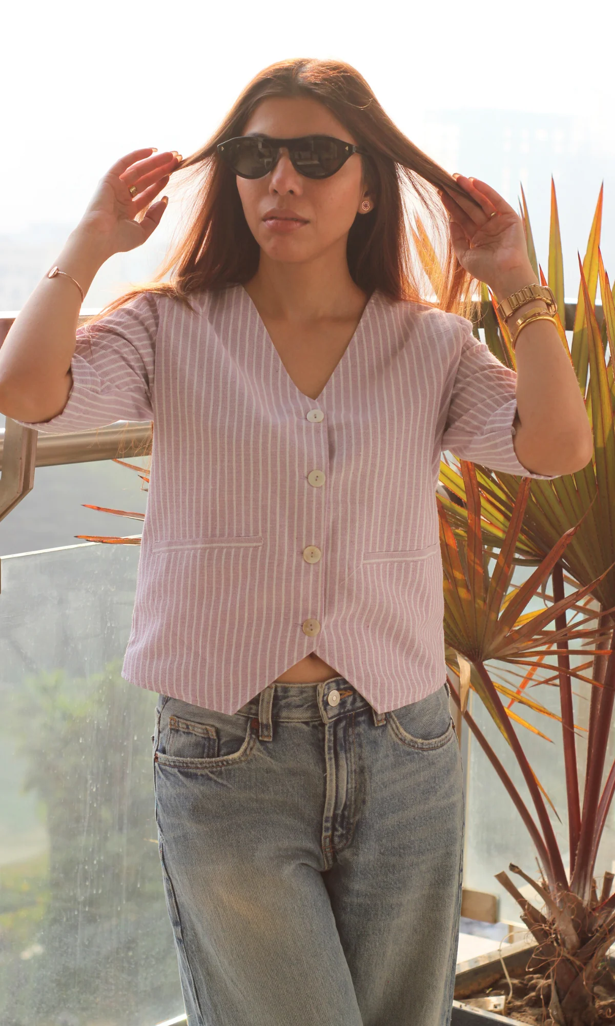 Lavender Parallel Sleeved Waist Coat - Image 5
