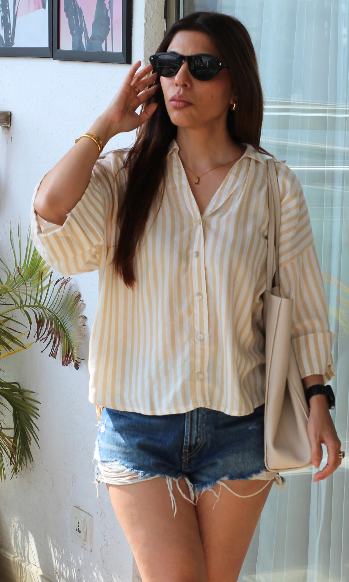 Lemon-White Lurex Loose Shirt - Image 4