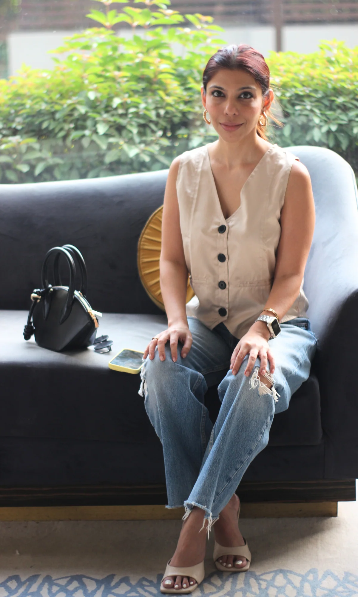 Champagne Satin Waist Coat - Image 3