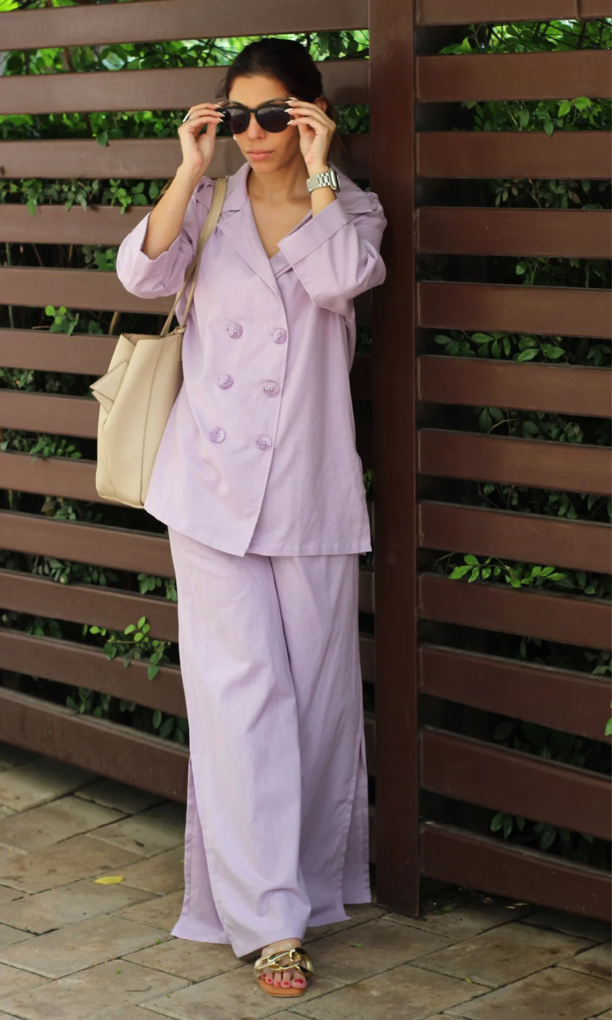 Light Purple Blazer Top with Slit Pants Co-ord - Image 5