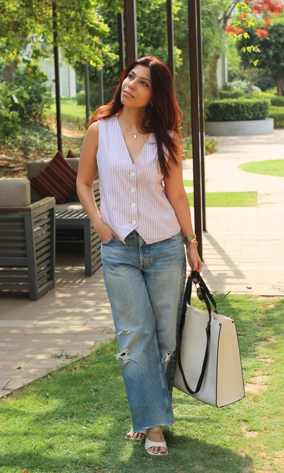 Lilac Parallel Striped Waist Coat - Image 4