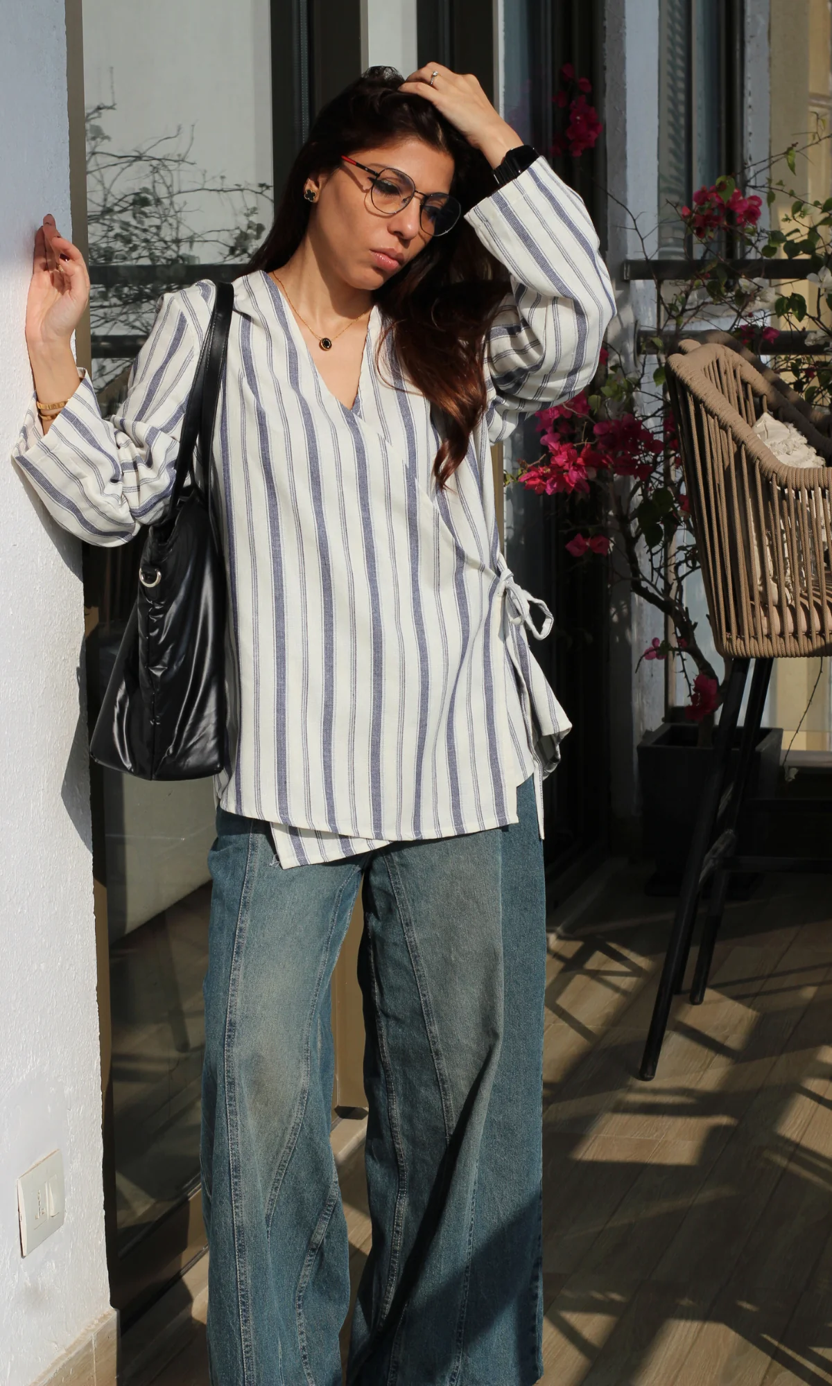 Linear Cool Cotton Kimono Top