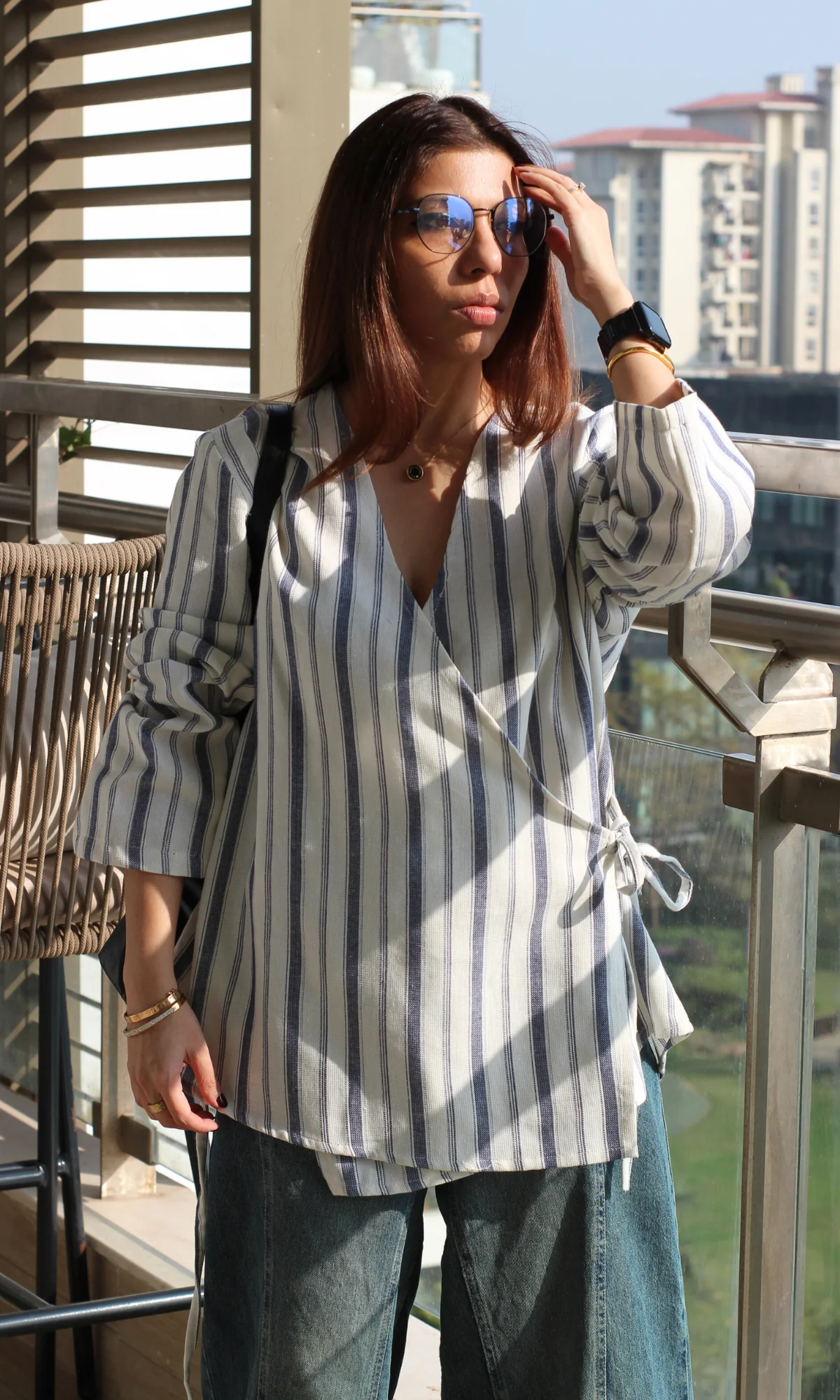 Linear Cool Cotton Kimono Top - Image 2