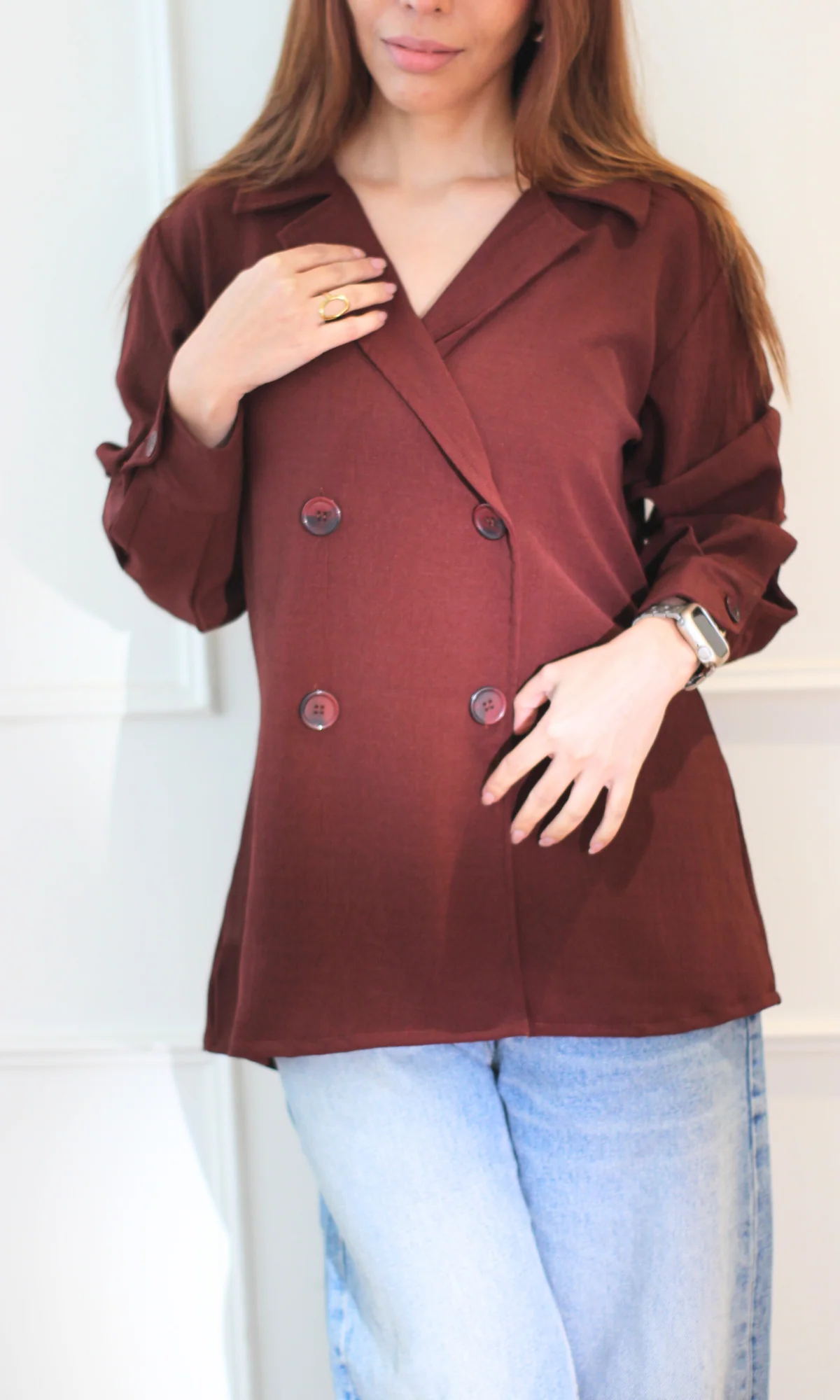 Mahogany Double Breasted Shirt - Image 3