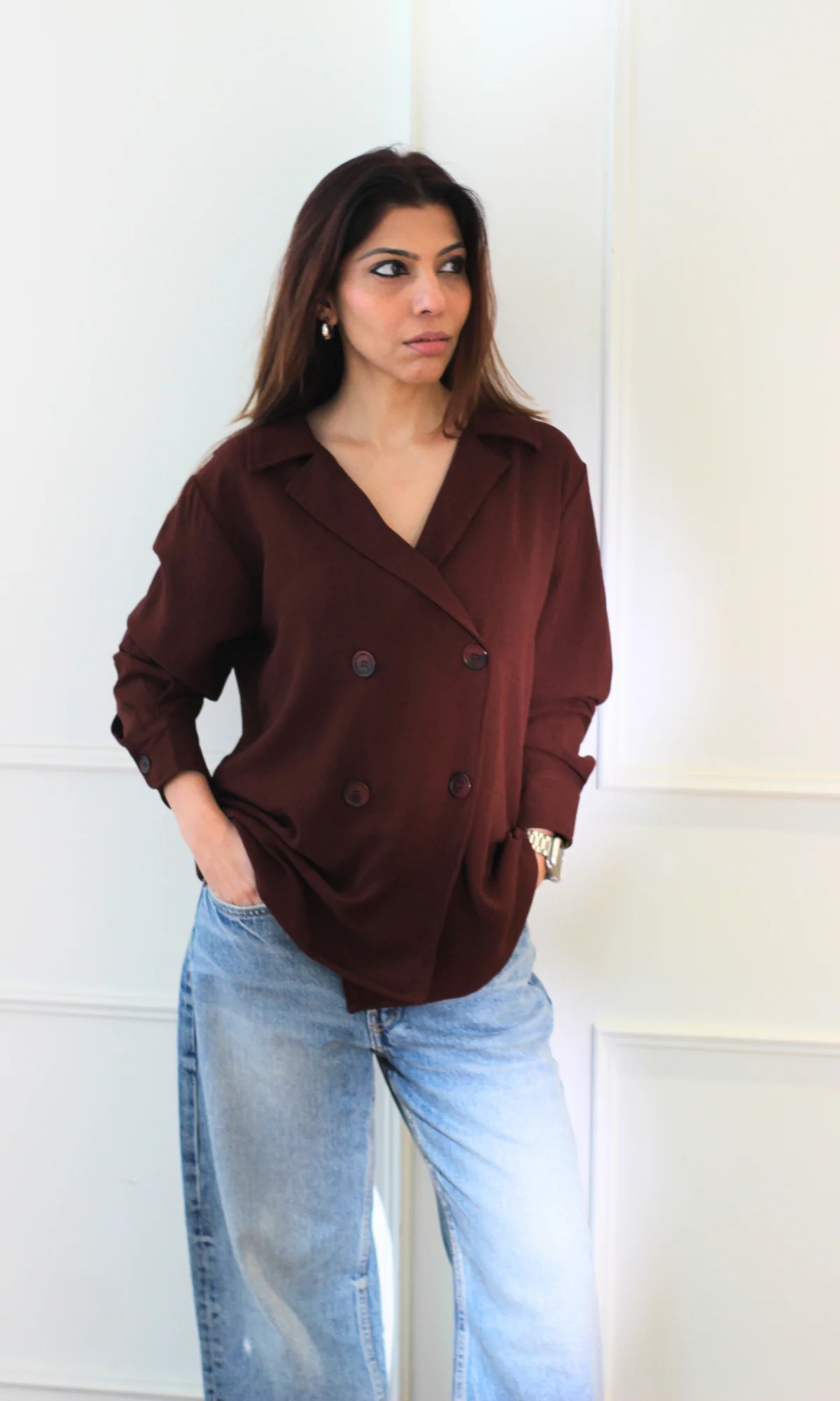 Mahogany Double Breasted Shirt - Image 4