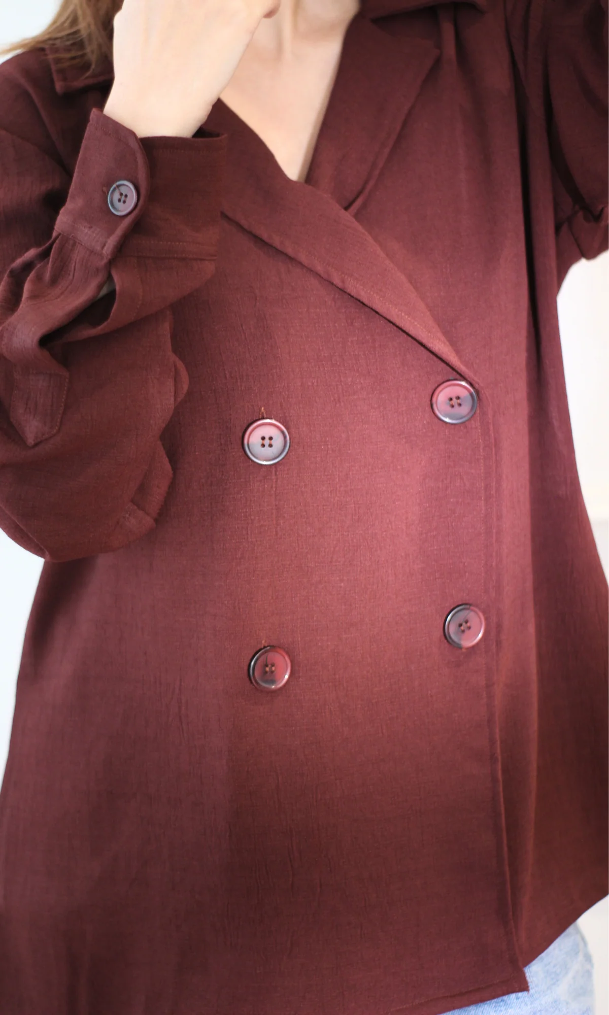 Mahogany Double Breasted Shirt - Image 5