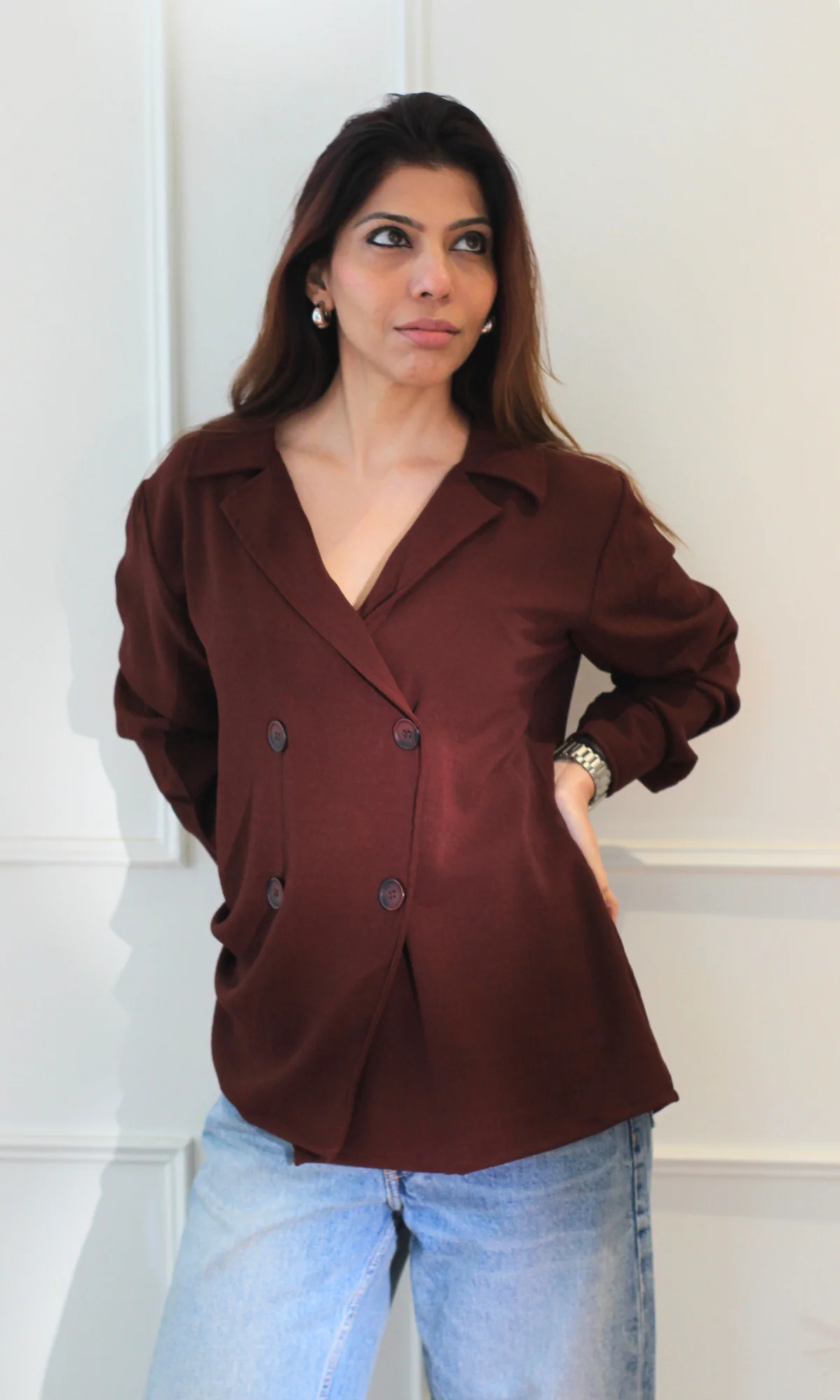 Mahogany Double Breasted Shirt - Image 6