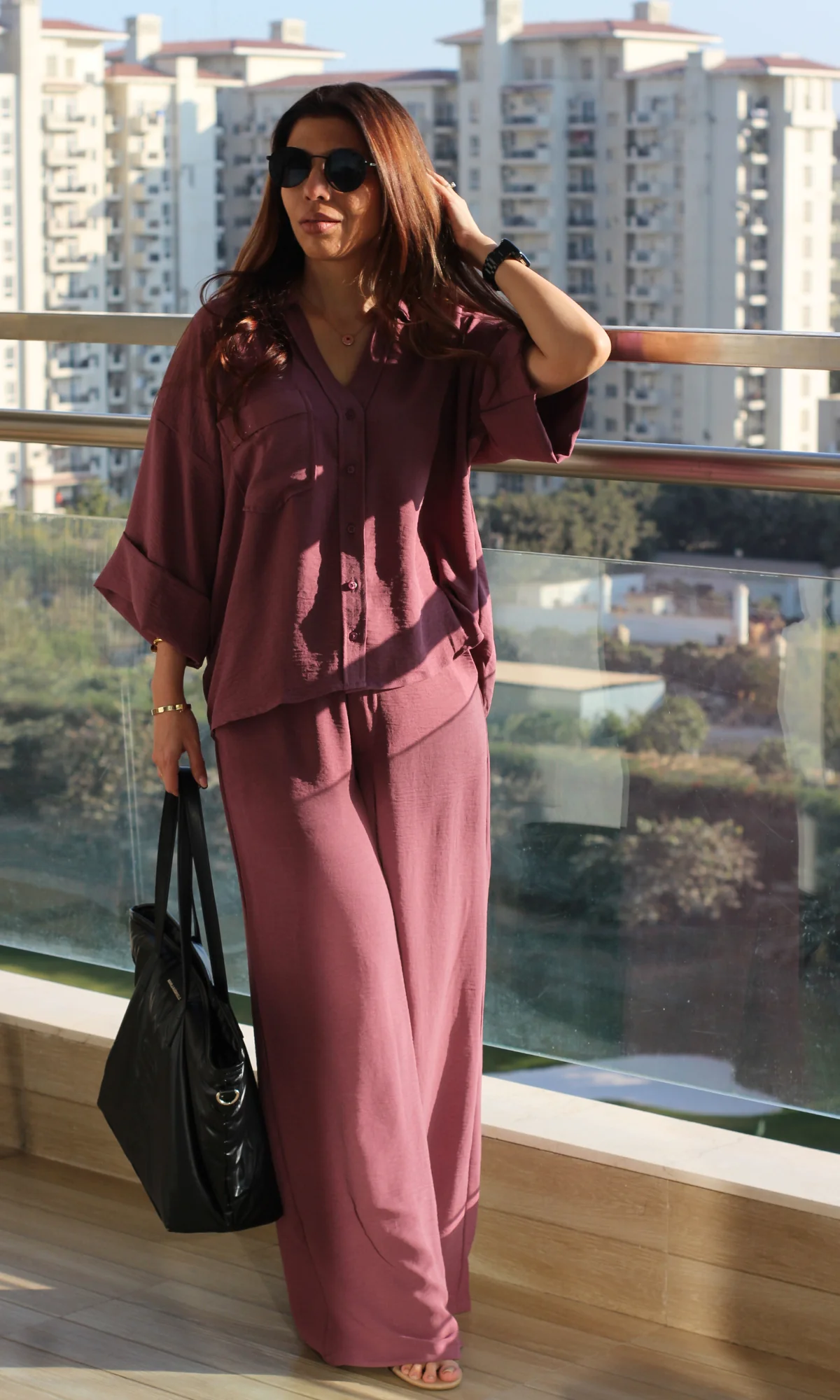 Mauve Taupe Loose Shirt and Pants Co-ord - Image 5