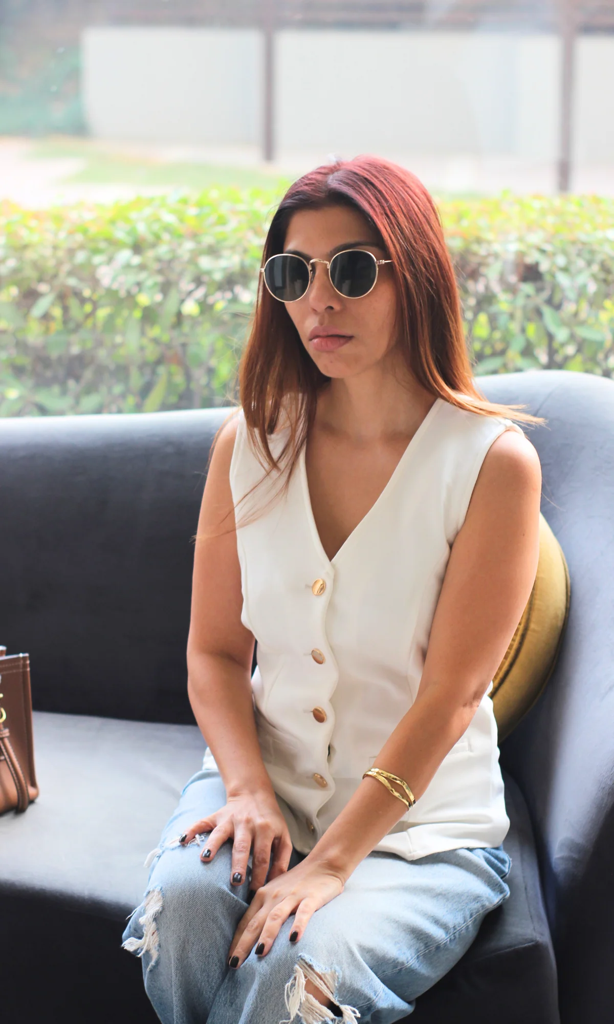Metallic Buttoned White Waist Coat - Image 3