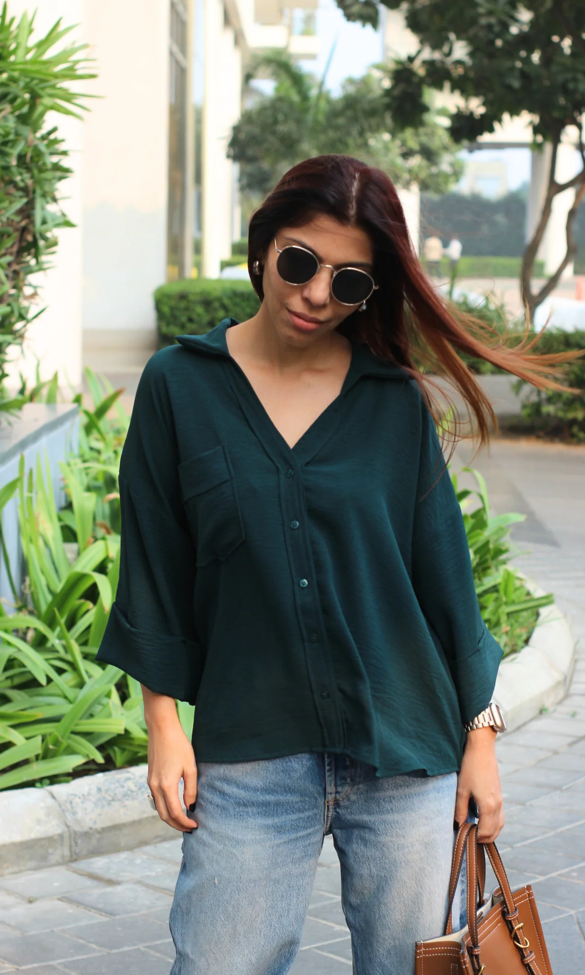 Midnight Green Flowing Shirt - Image 5