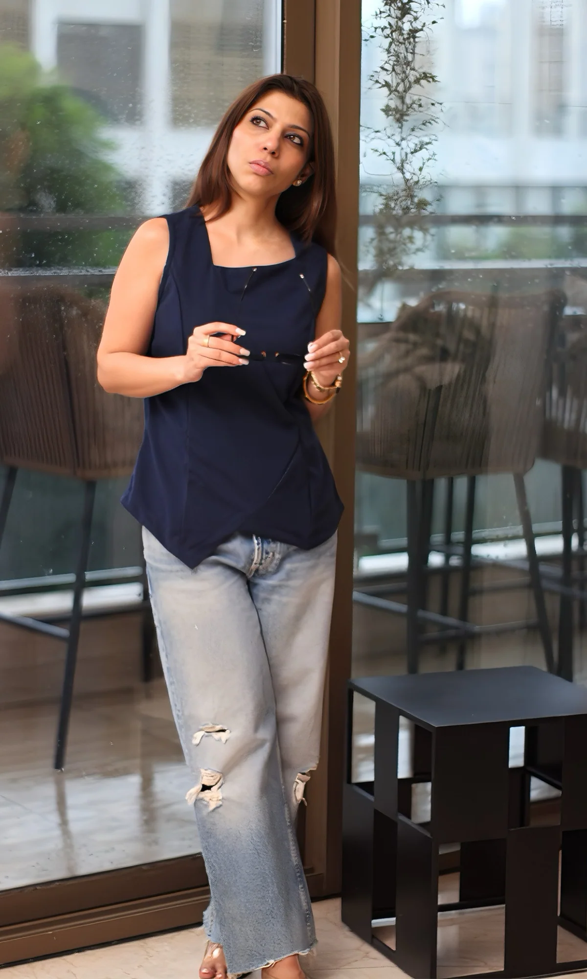 Midnight Navy Angular Detail Top - Image 5