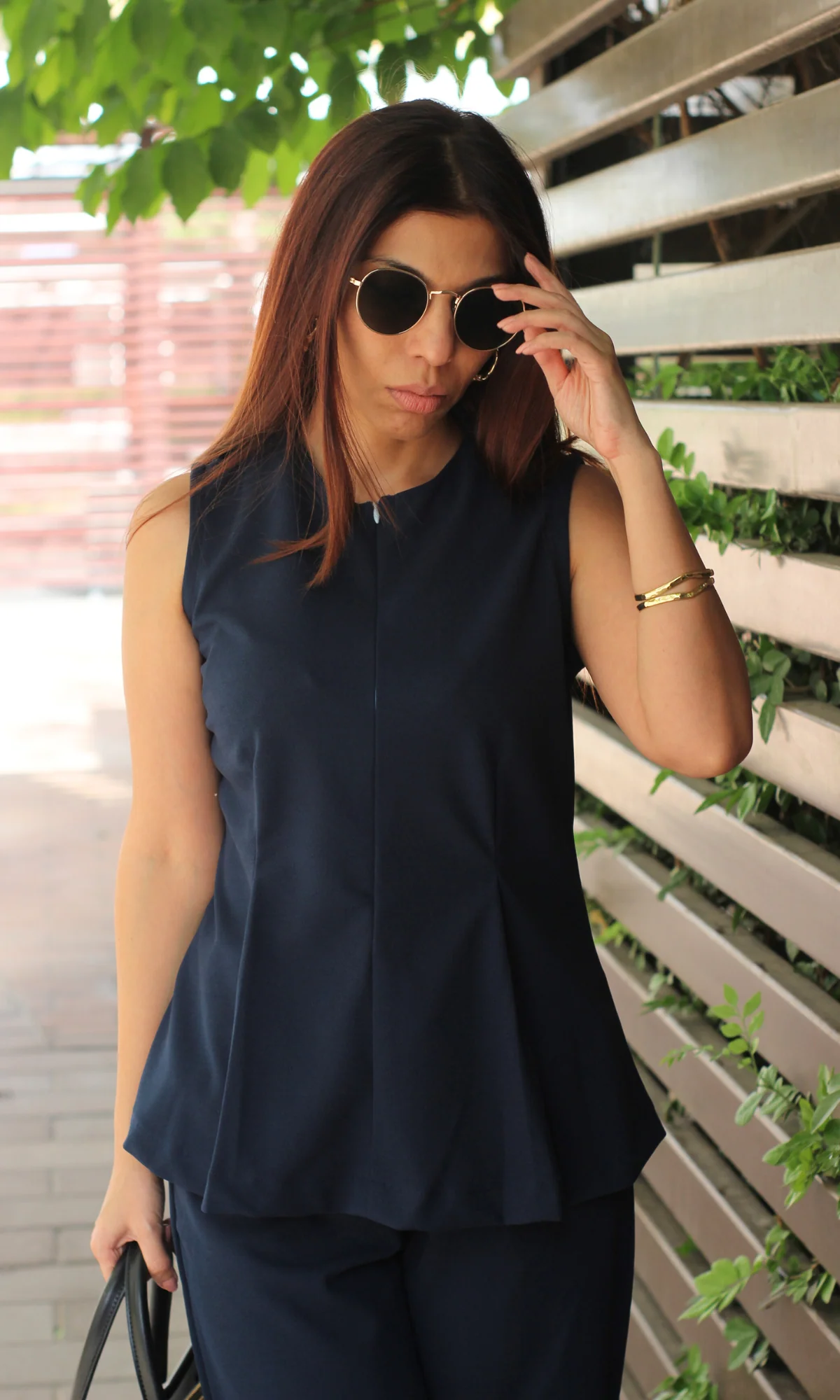 Midnight Sleek-Pleat Detail and Flared Pants Co-ord - Image 2