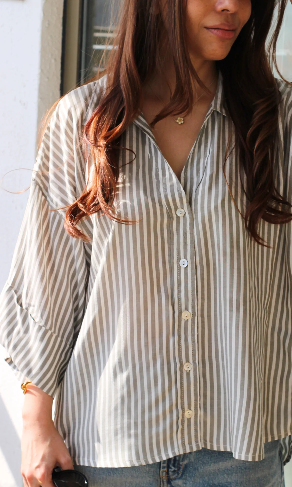Misty Olive Loose Shirt - Image 3