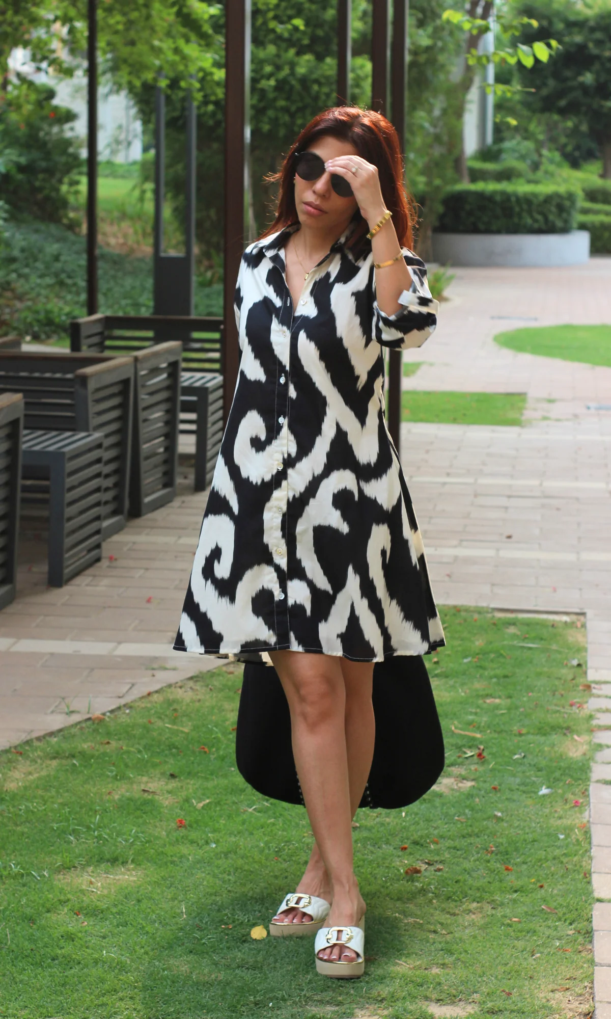 Monochrome Brushstroke Shirt Dress - Image 5