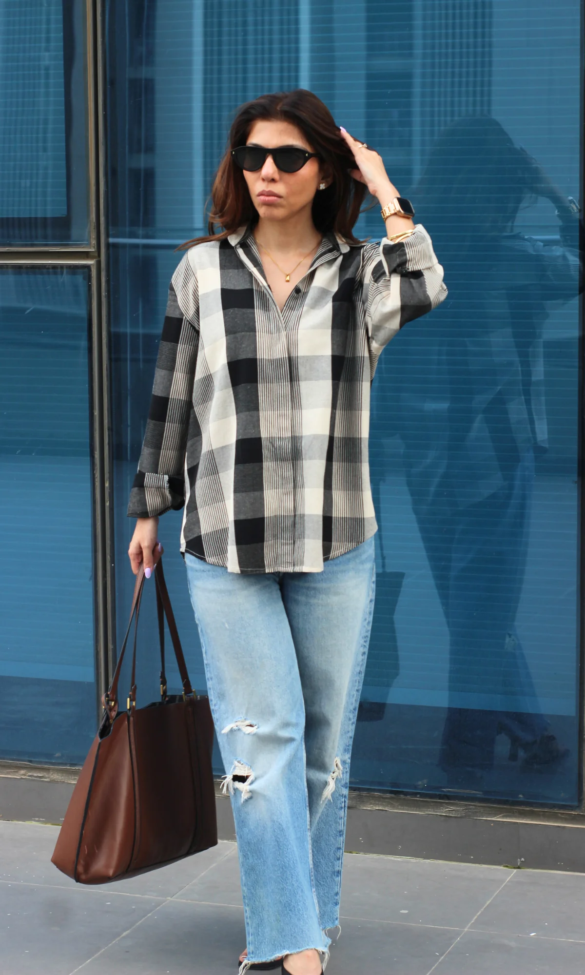 Monochrome Check & Striped Brushed Shirt - Image 3