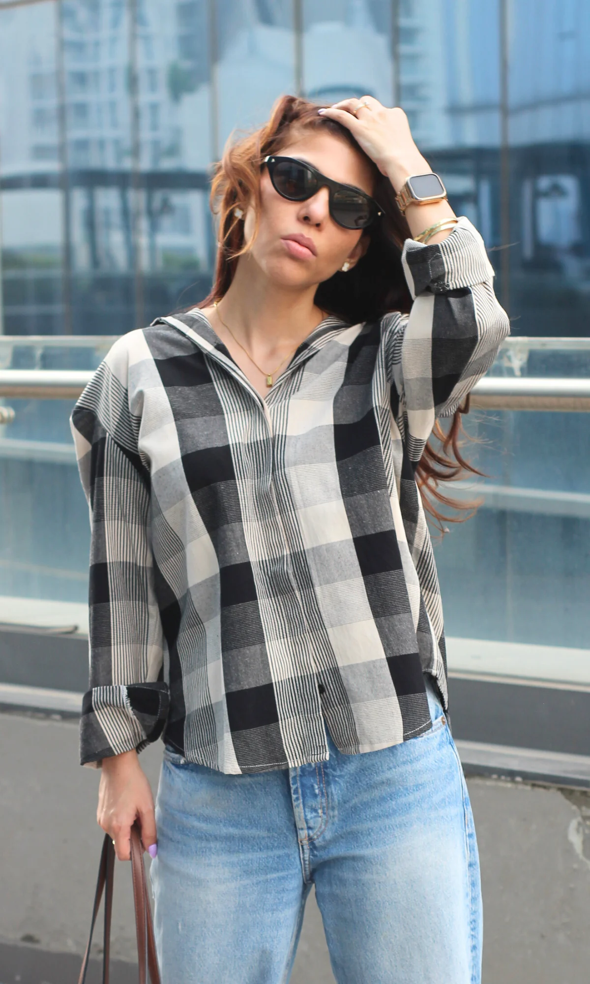 Monochrome Check & Striped Brushed Shirt - Image 4