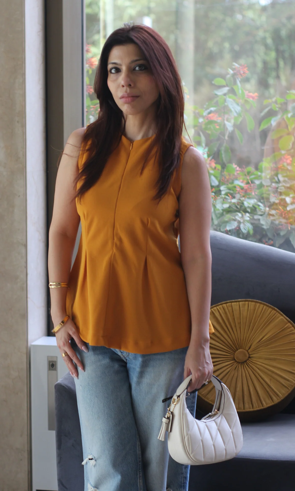 Mustard Yellow Sleek-Pleat Detail Top - Image 5