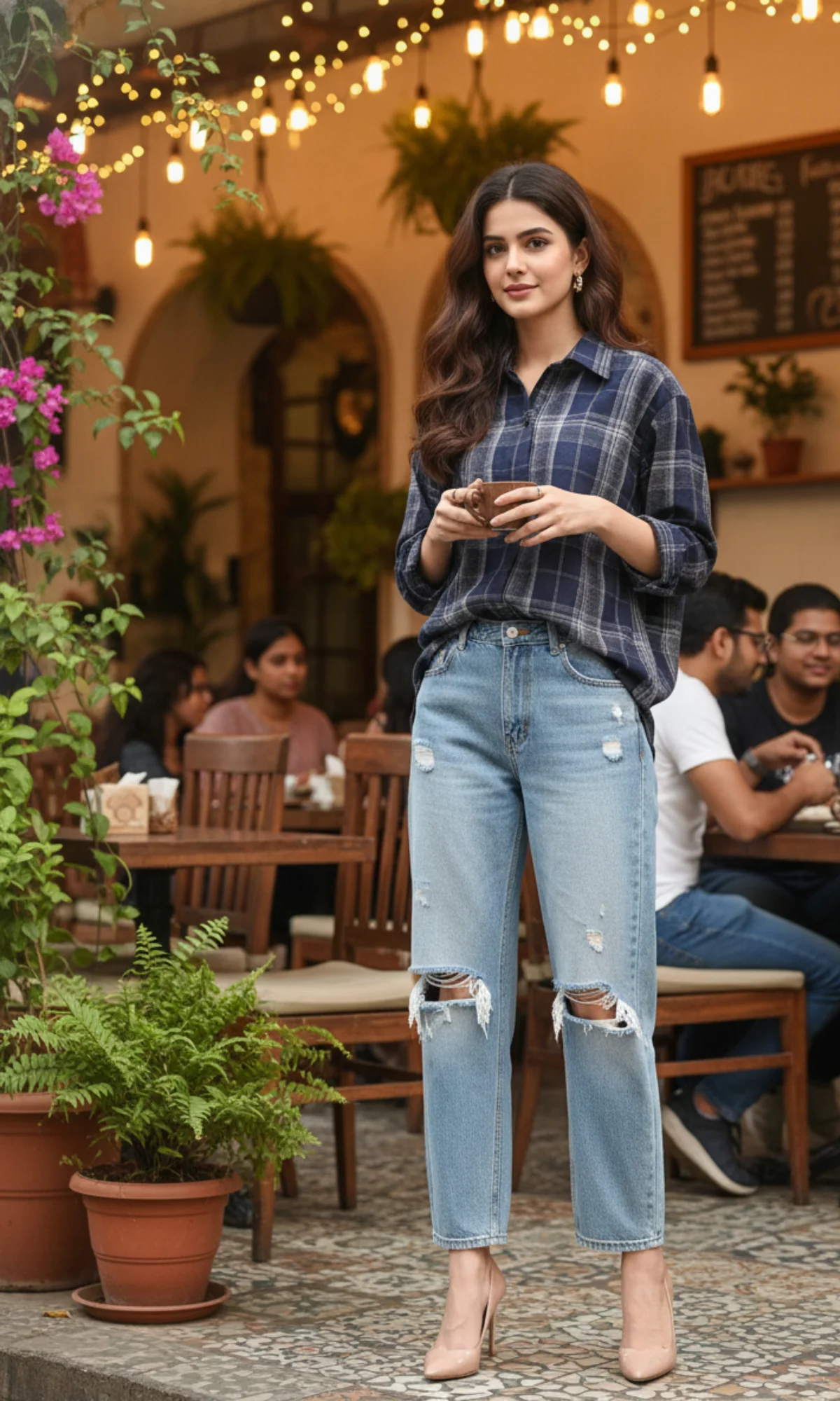 Navy Classic Plaid Checked Shirt - Image 2