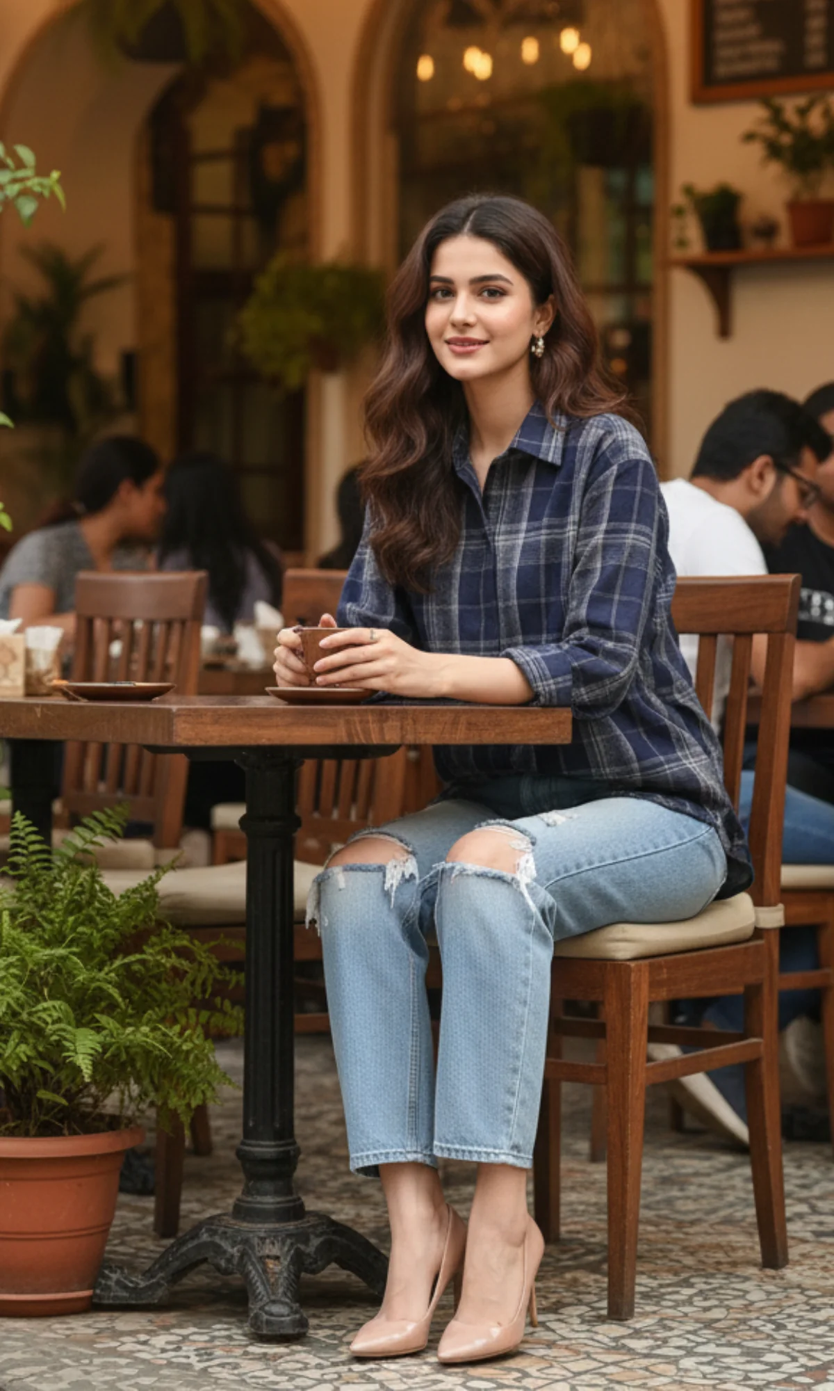 Navy Classic Plaid Checked Shirt - Image 4