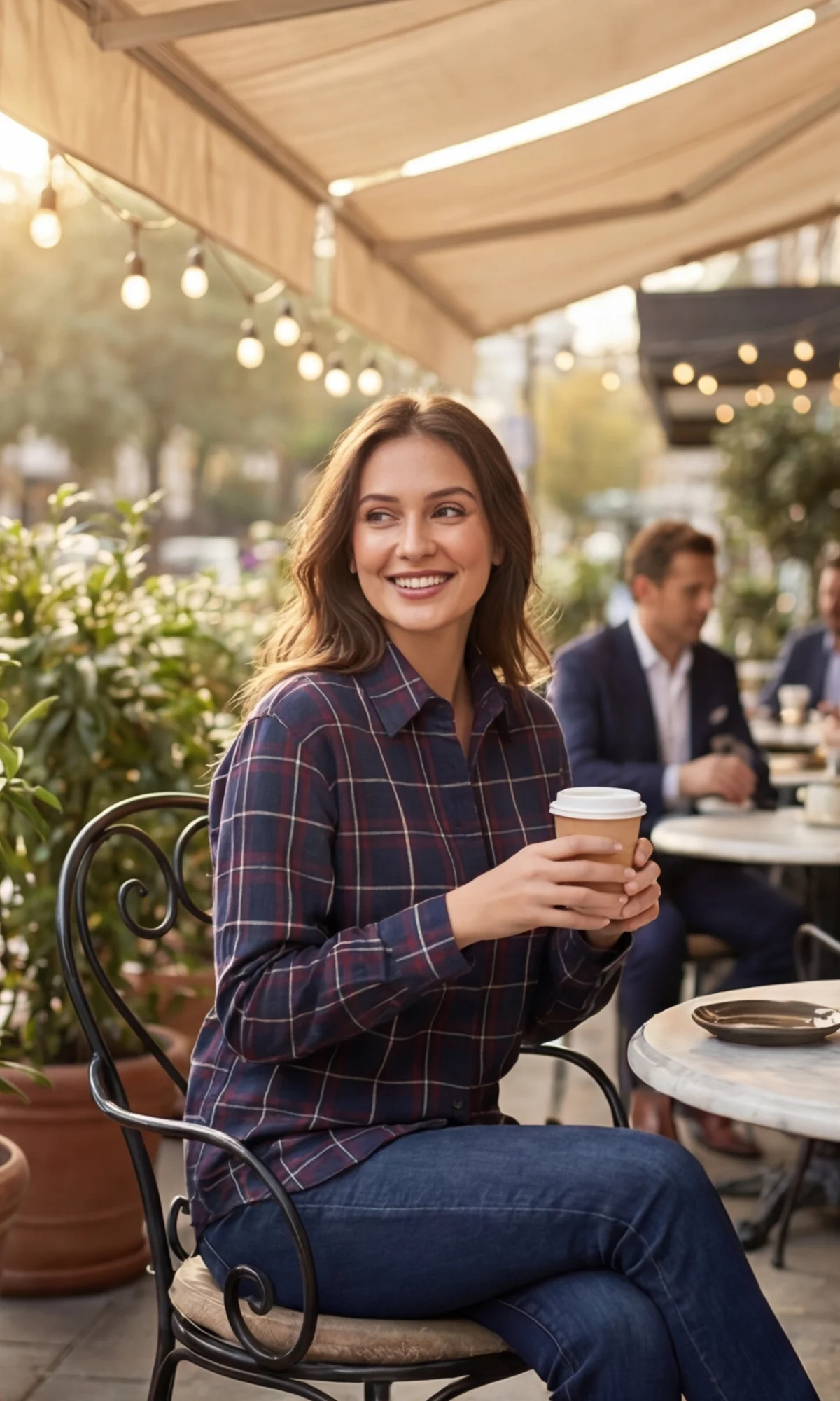 Navy Red Cotton Checked Shirt