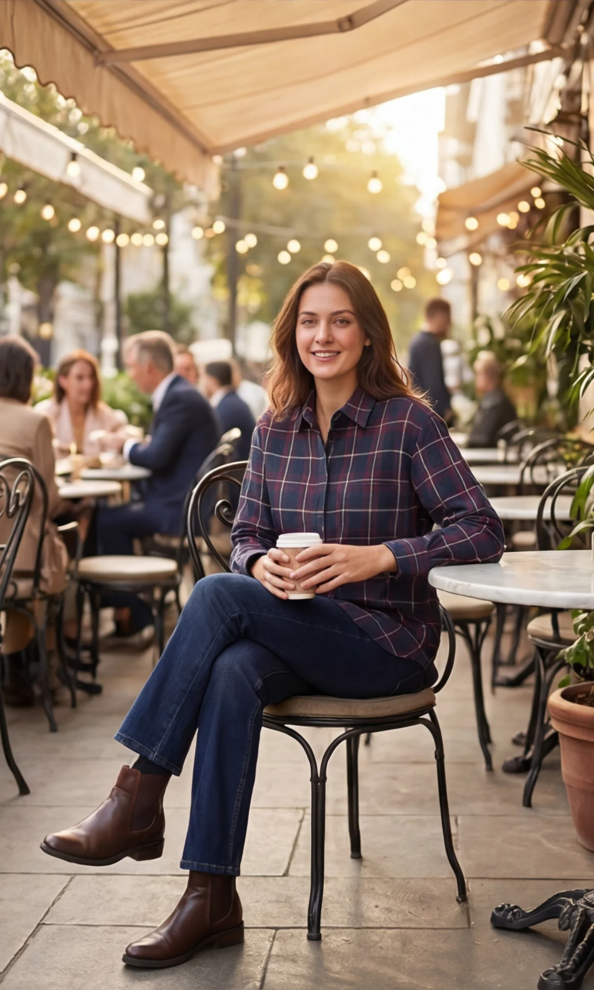 Navy Red Cotton Checked Shirt - Image 2