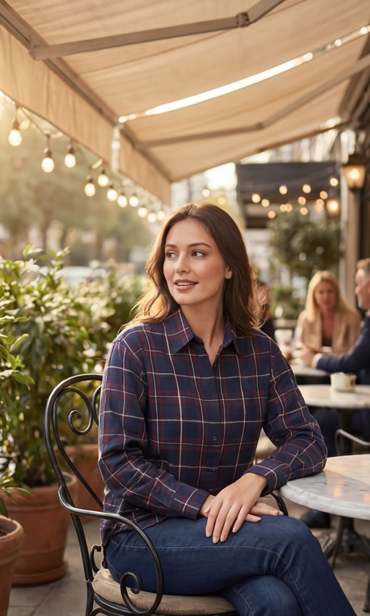 Navy Red Cotton Checked Shirt - Image 4