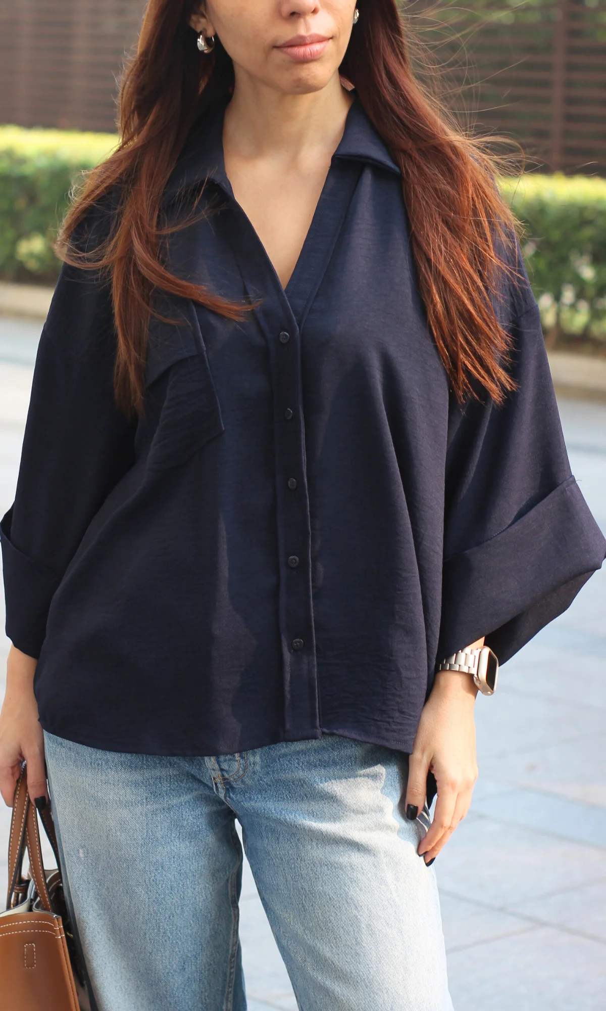 Night Blue Flowing Shirt - Image 4