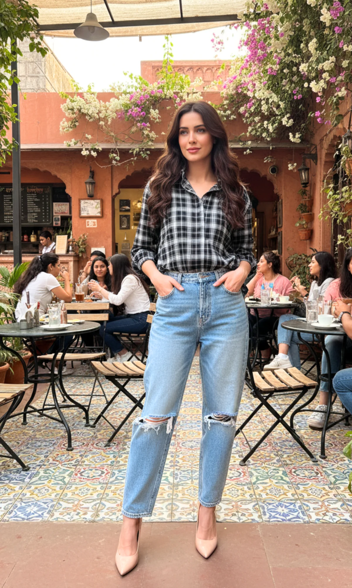 Noir Block Plaid Checked Shirt
