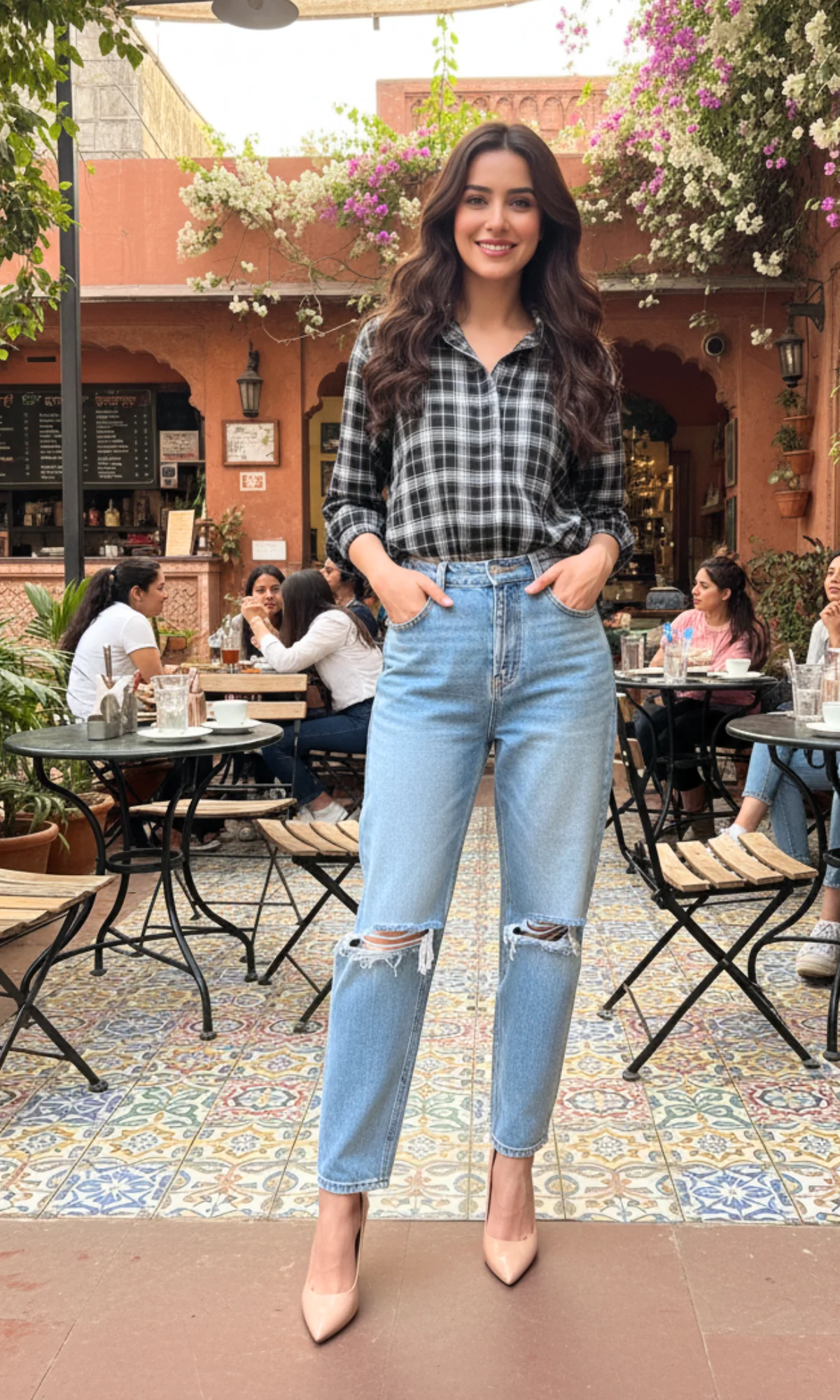 Noir Block Plaid Checked Shirt - Image 4