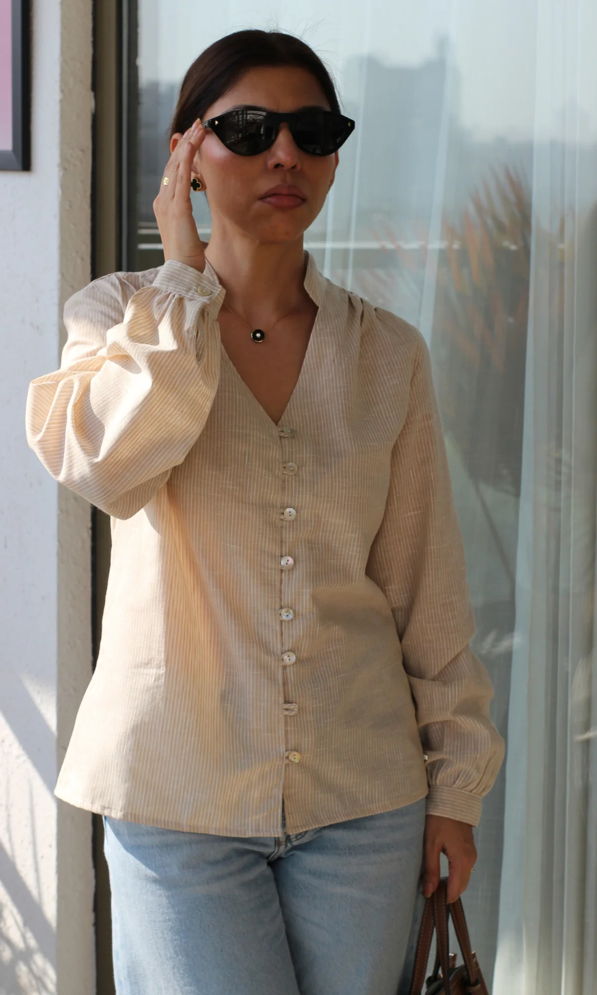 Oat Linear Buttoned Top - Image 2