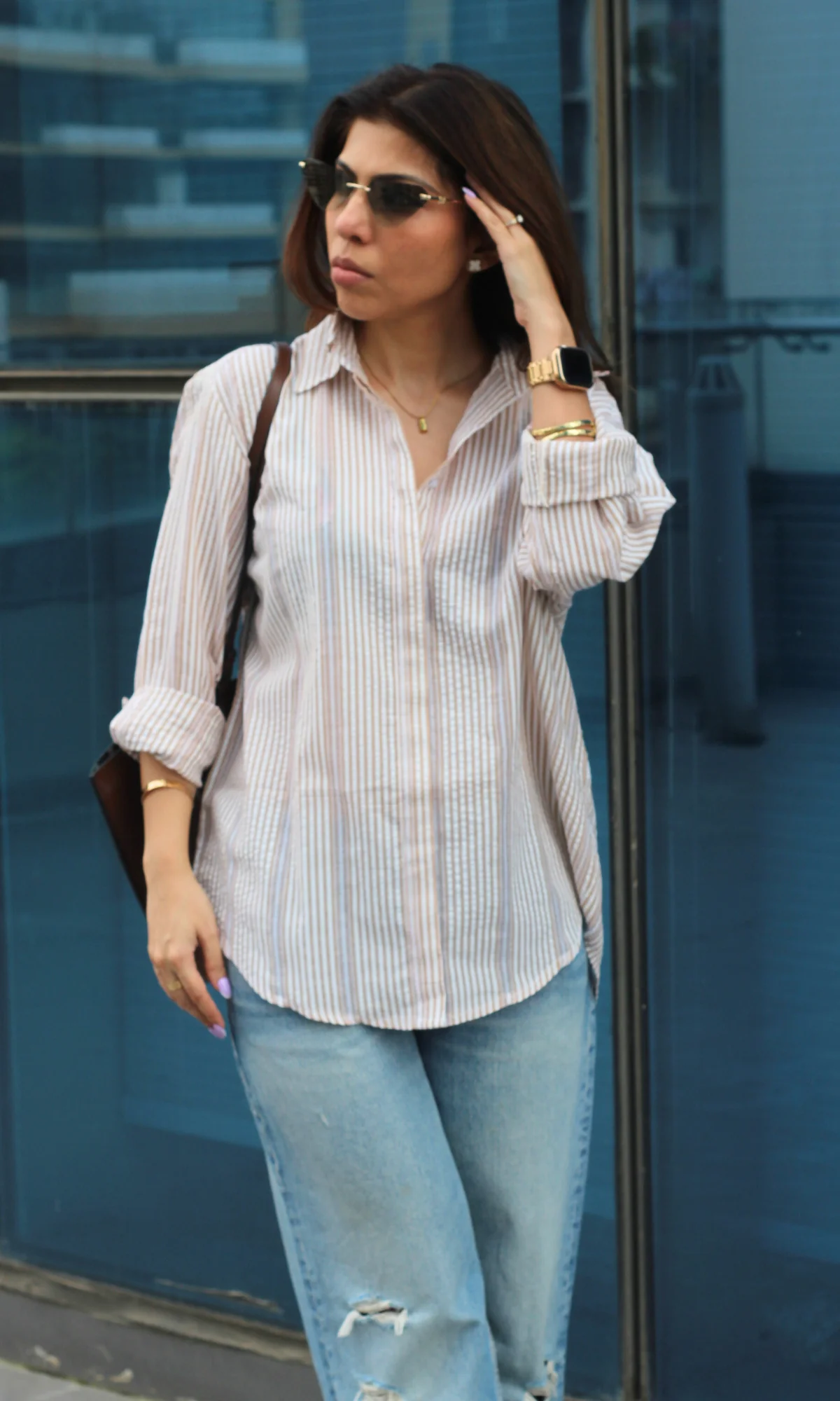 Oat & White Dobby Striped Shirt - Image 3