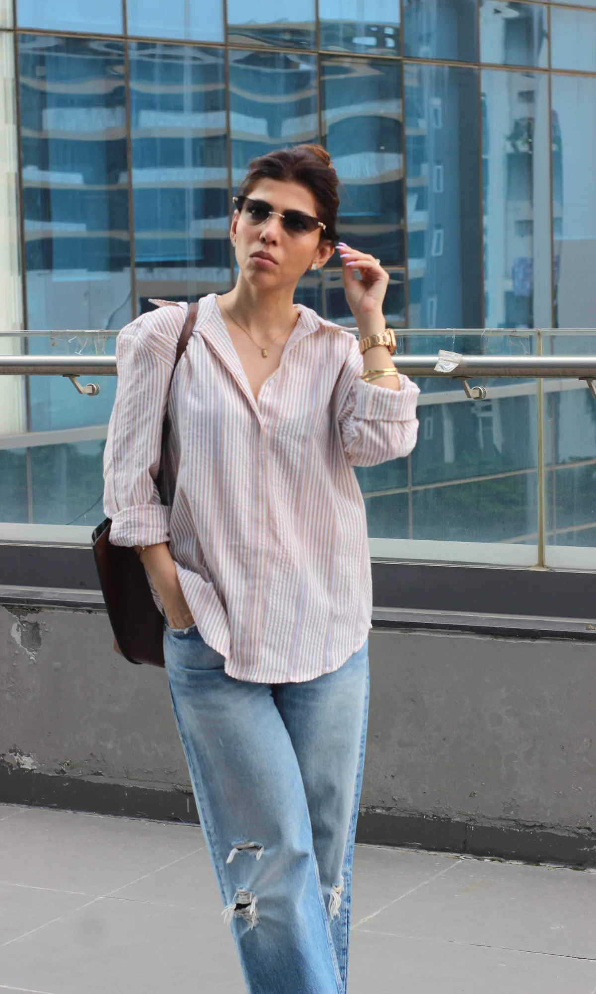 Oat & White Dobby Striped Shirt - Image 4