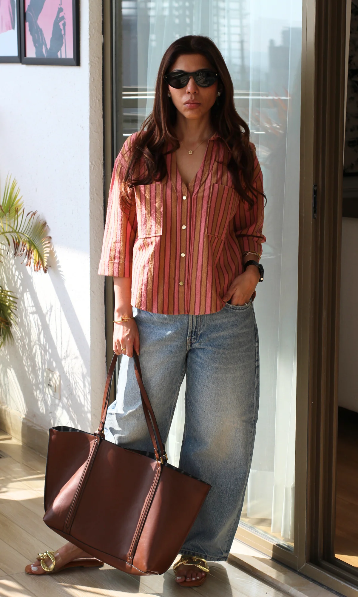 Orange Blush Cotton Cropped Shirt - Image 3
