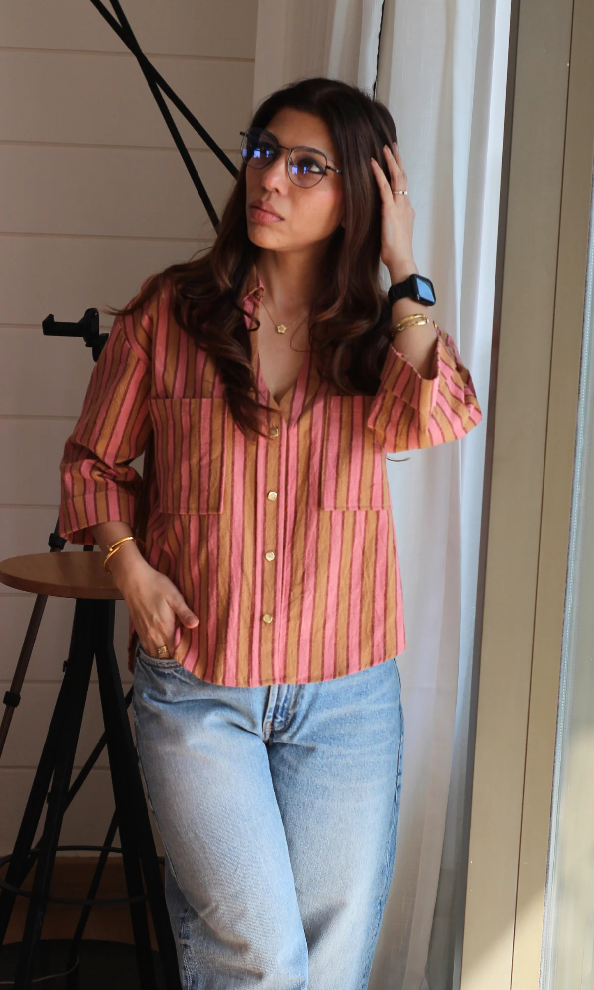 Orange Blush Cotton Cropped Shirt - Image 4