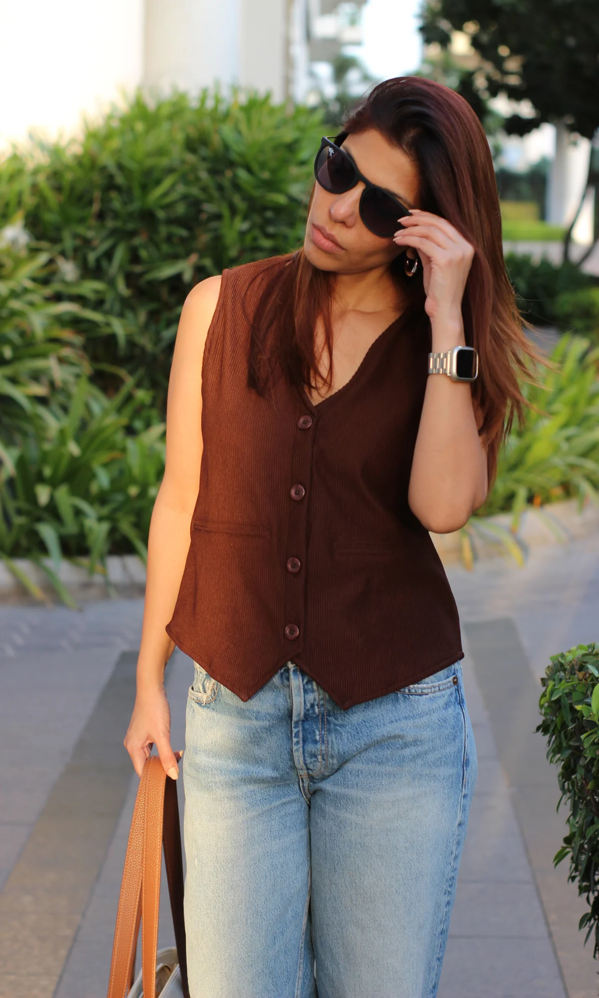 Pecan Ribbed Waist Coat - Image 5