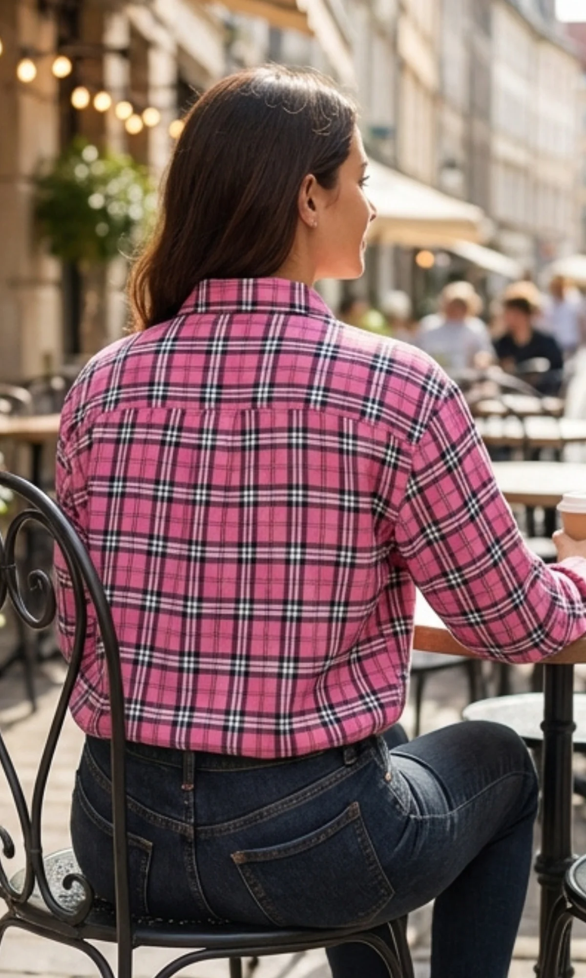 Pink-Black Plaid Cotton Shirt - Image 3