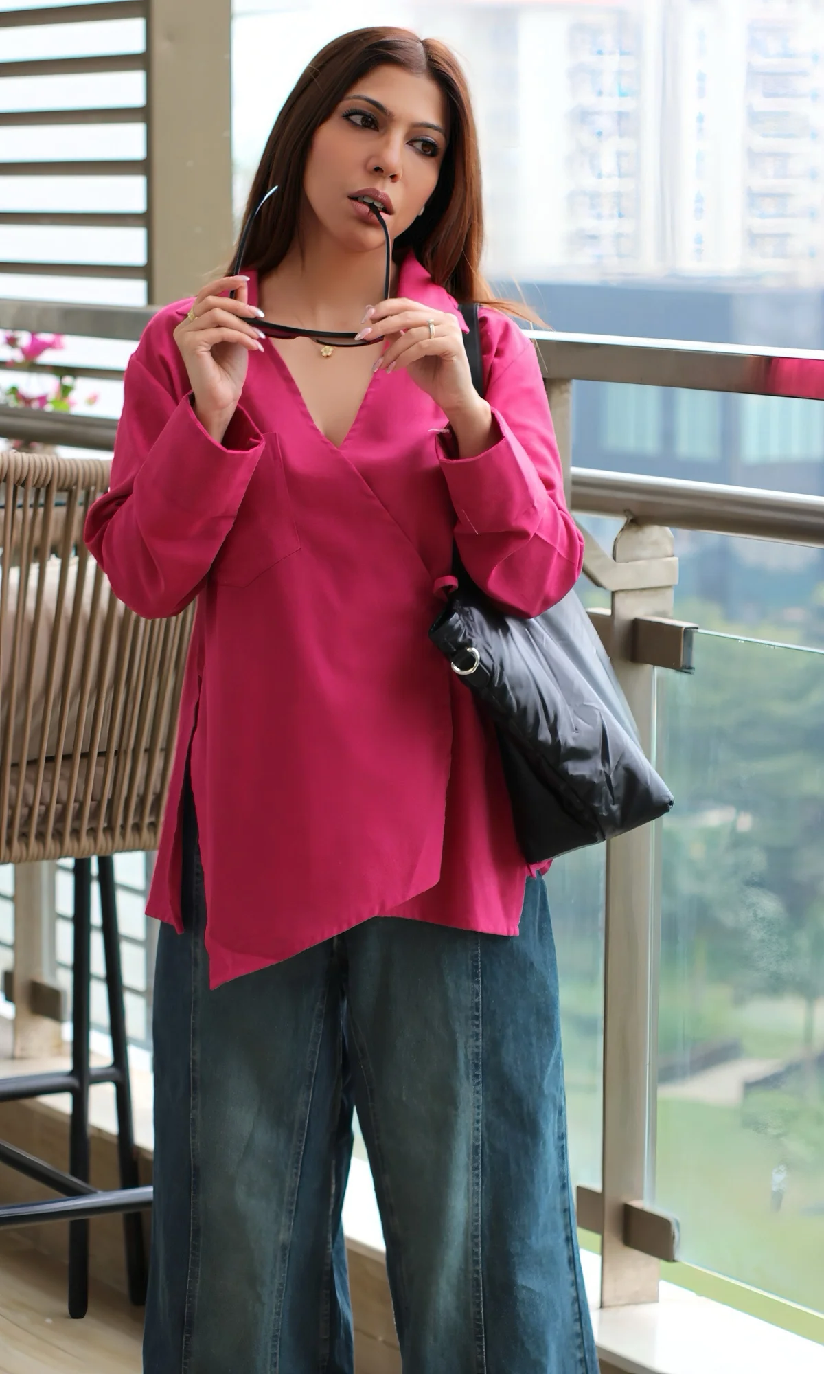 Pink Linen Cuts Detail Kimono Top - Image 4